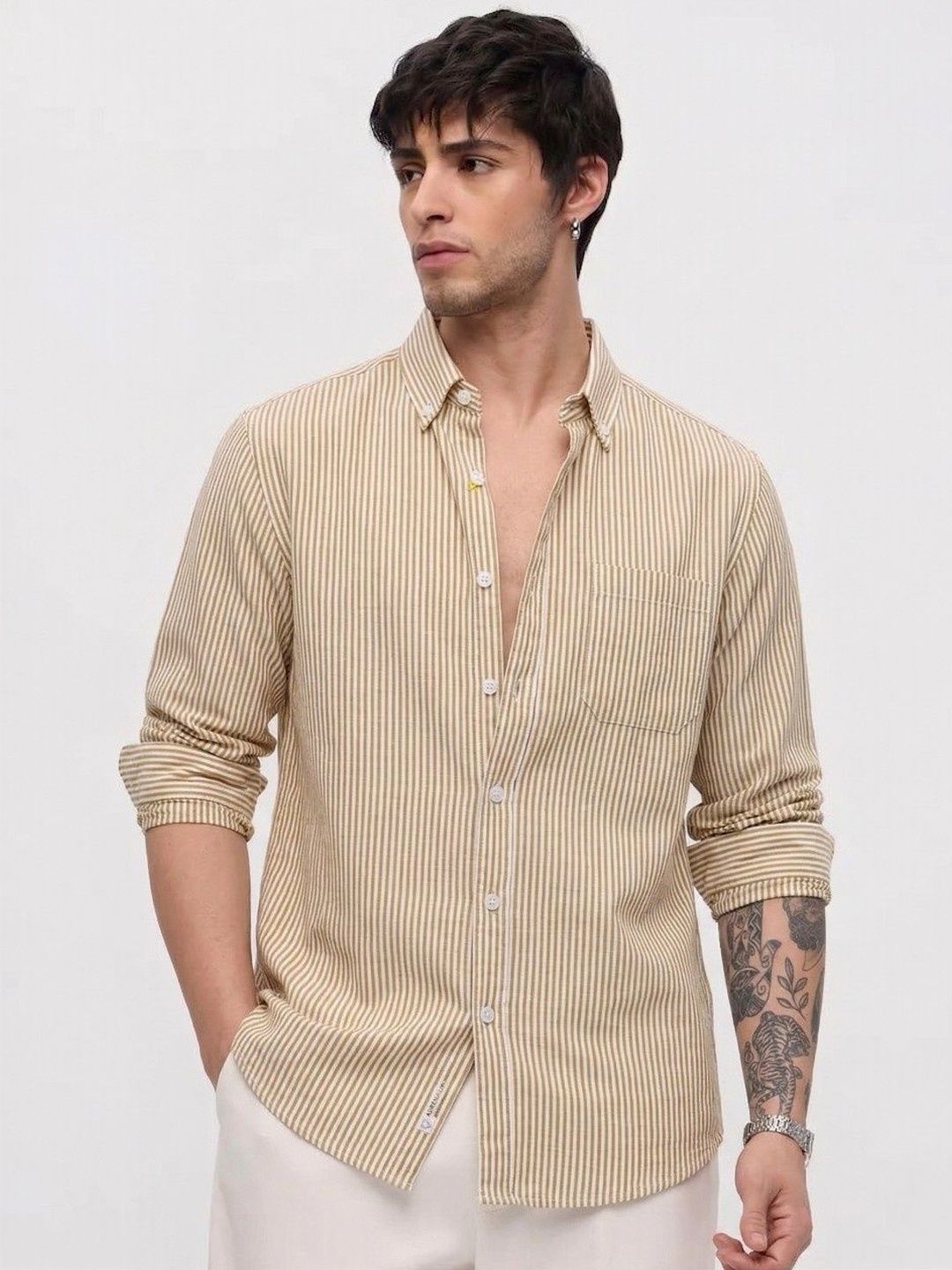 OQUENT Men Standard Striped Casual Shirt-picture-50