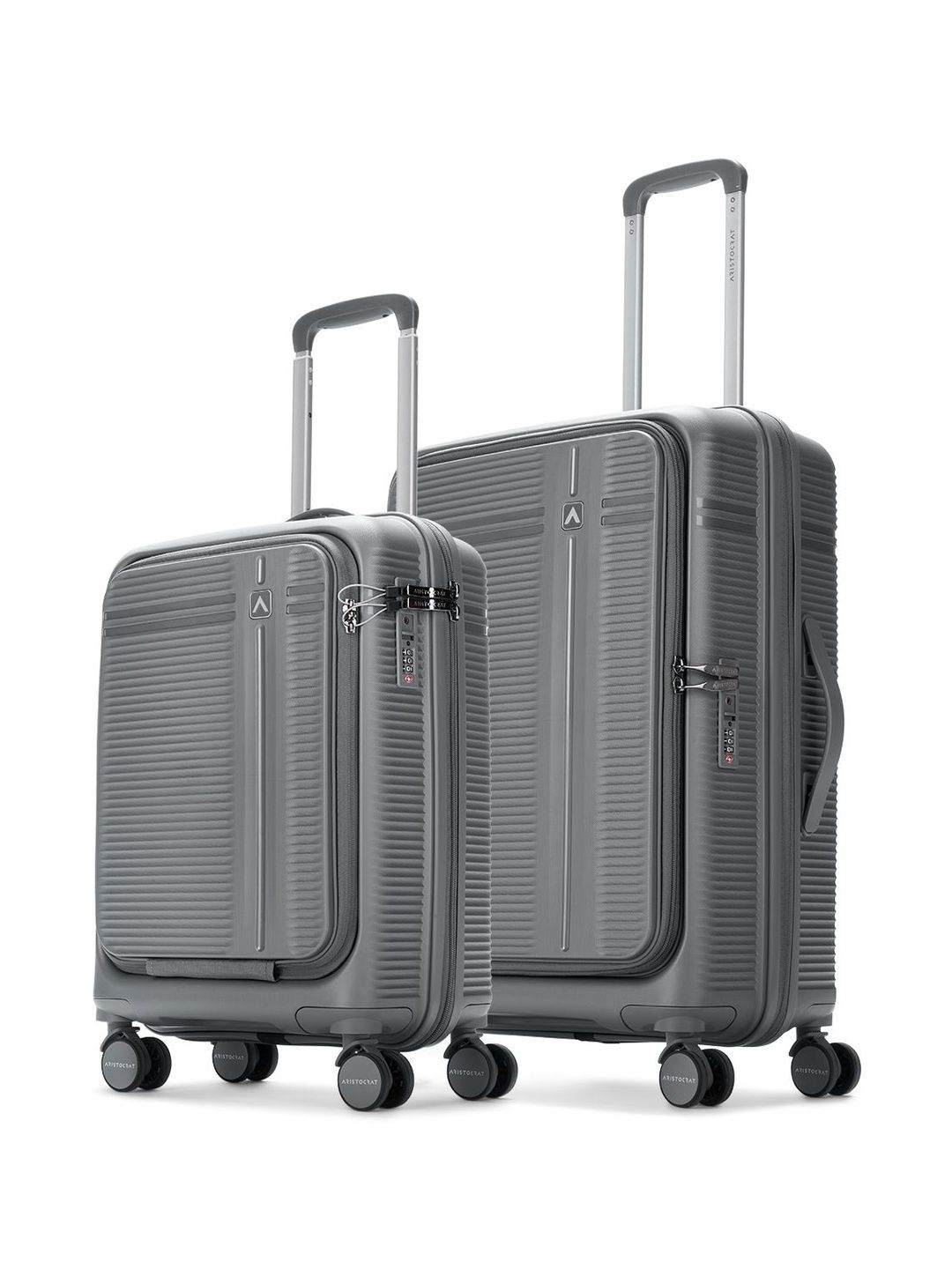 Aristocrat Unisex Solana Grey Set of 2 S+M Hard Luggage 53, 65cm Check-in Trolley Bag-picture-17