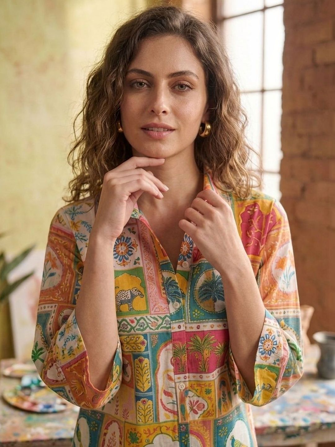 The Roadster Lifestyle Co Floral Printed Shirt Style Top-image-15
