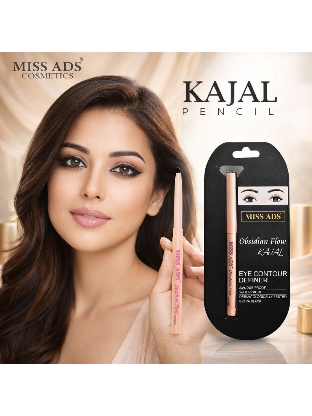 MISS ADS Water & Smudge Proof Long Lasting Highly Pigmented Kajal Pencil - 3g MAKJ07-picture-27