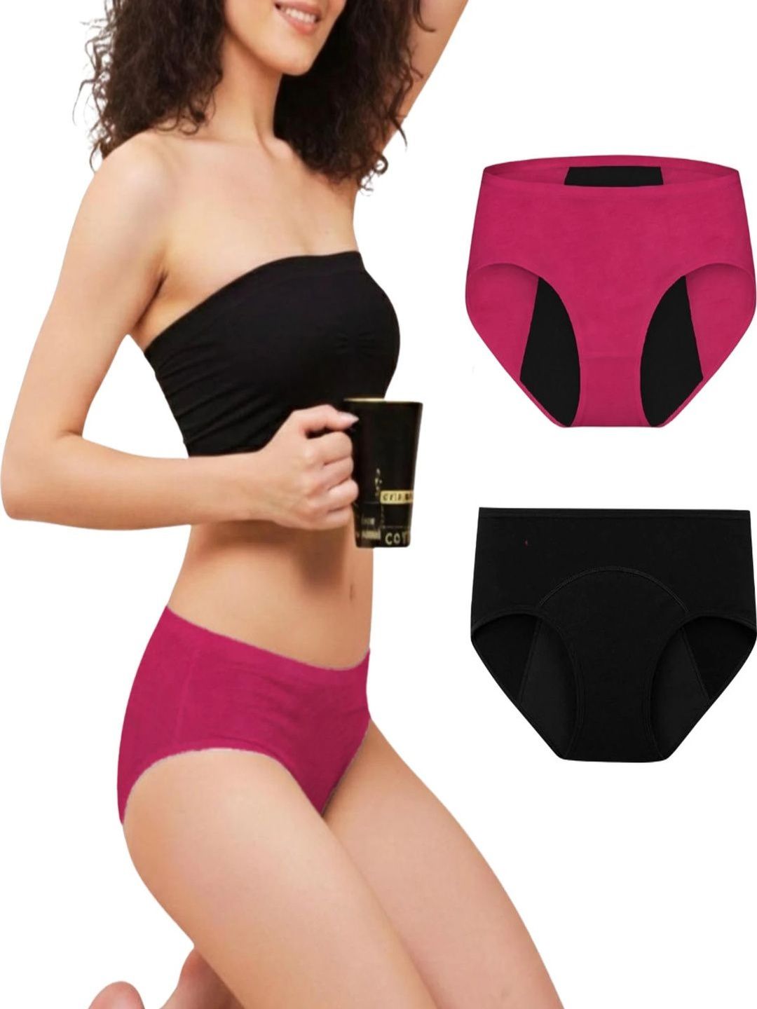 Smileai Fashion Women Pack of 2 Leak-Proof Cotton Period Briefs-picture-12