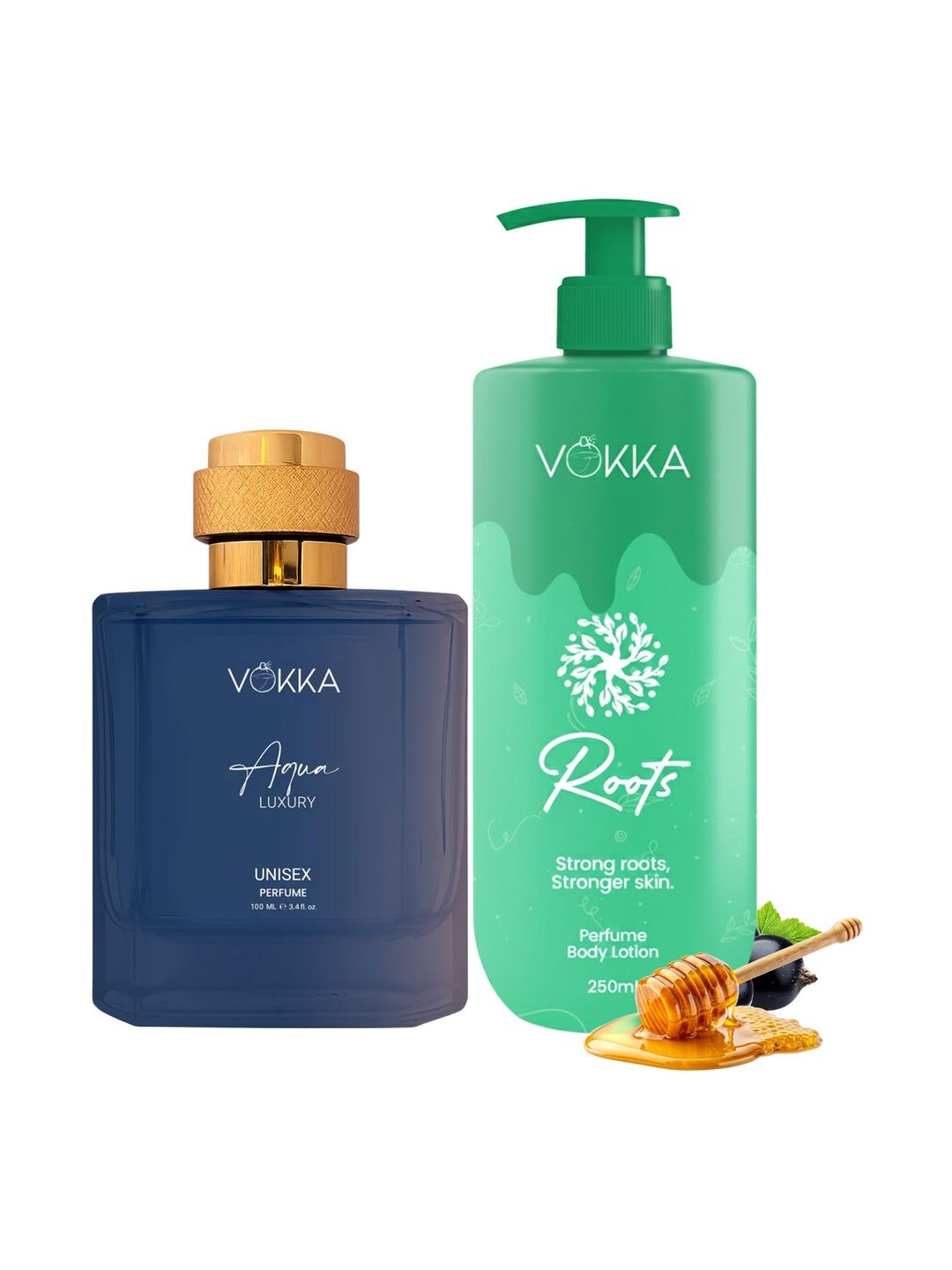 VOKKA Set Of 2 Roots Perfume Body Lotion 250 ml With Aqua Perfume 100 ml-picture-18