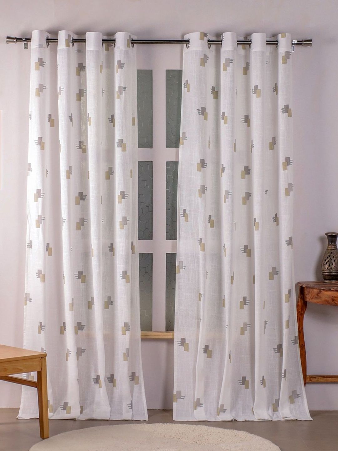 HOMEMONDE Multicoloured Set of 2 Floral Sheer Door Regular-picture-38