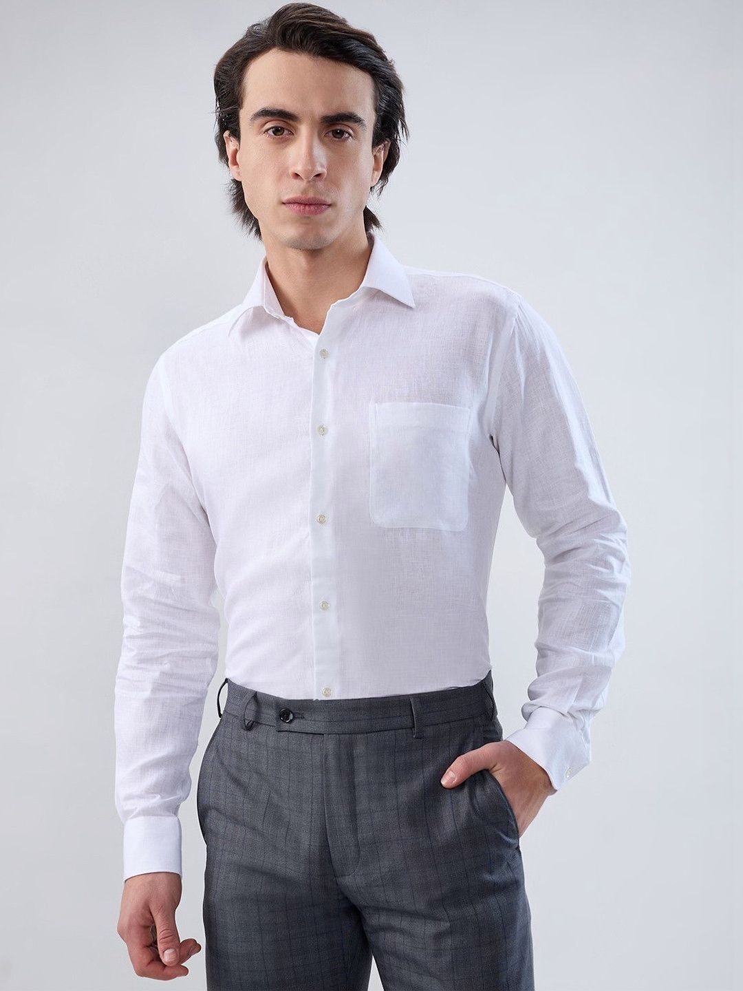 Raymond Semi Cutaway Collar Full Sleeve Formal Shirt-picture-56