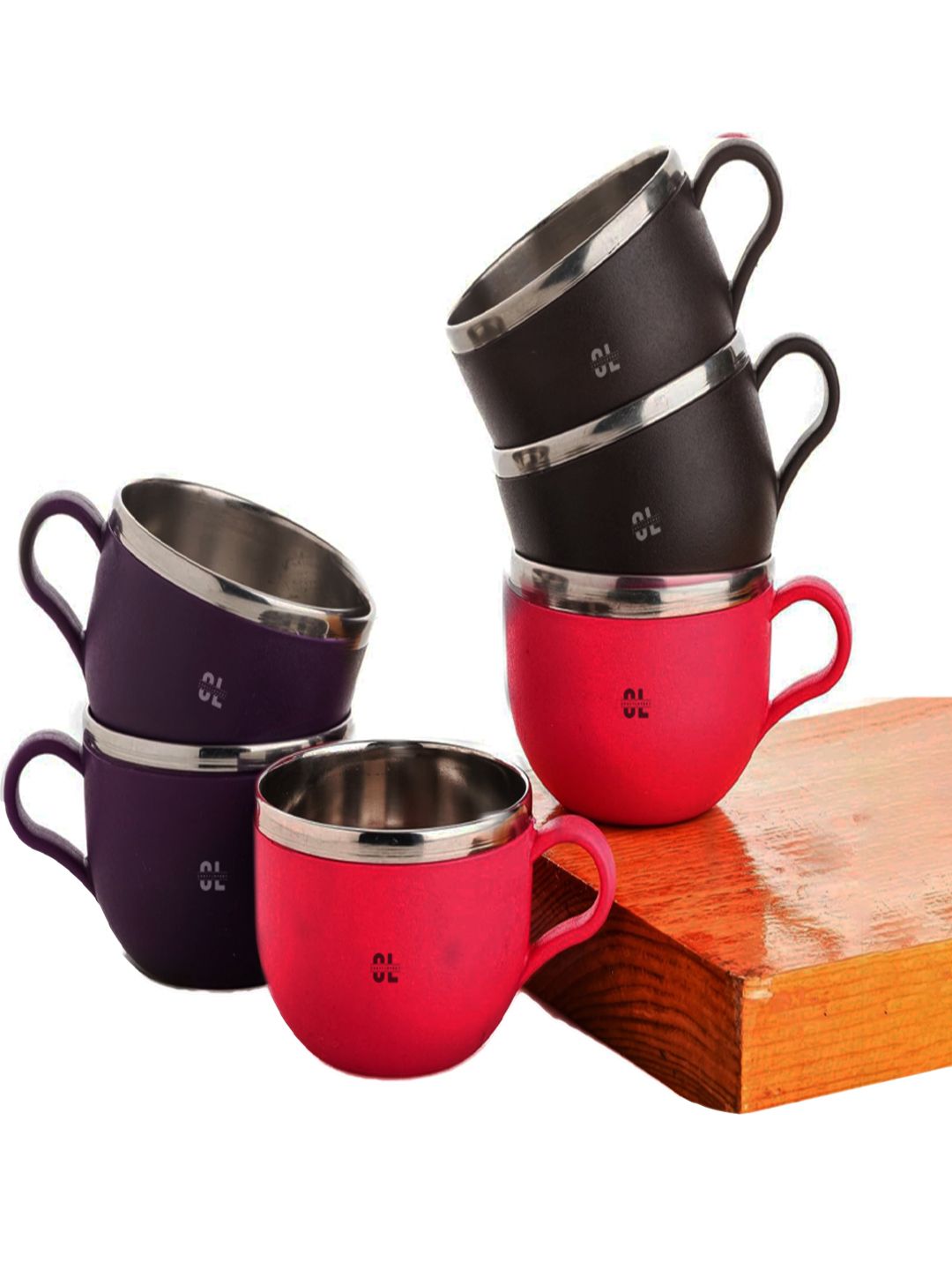 Craftlayout Green & Brown 6 Pieces Glossy Stainless Steel Tea Cup 250ml-image-8