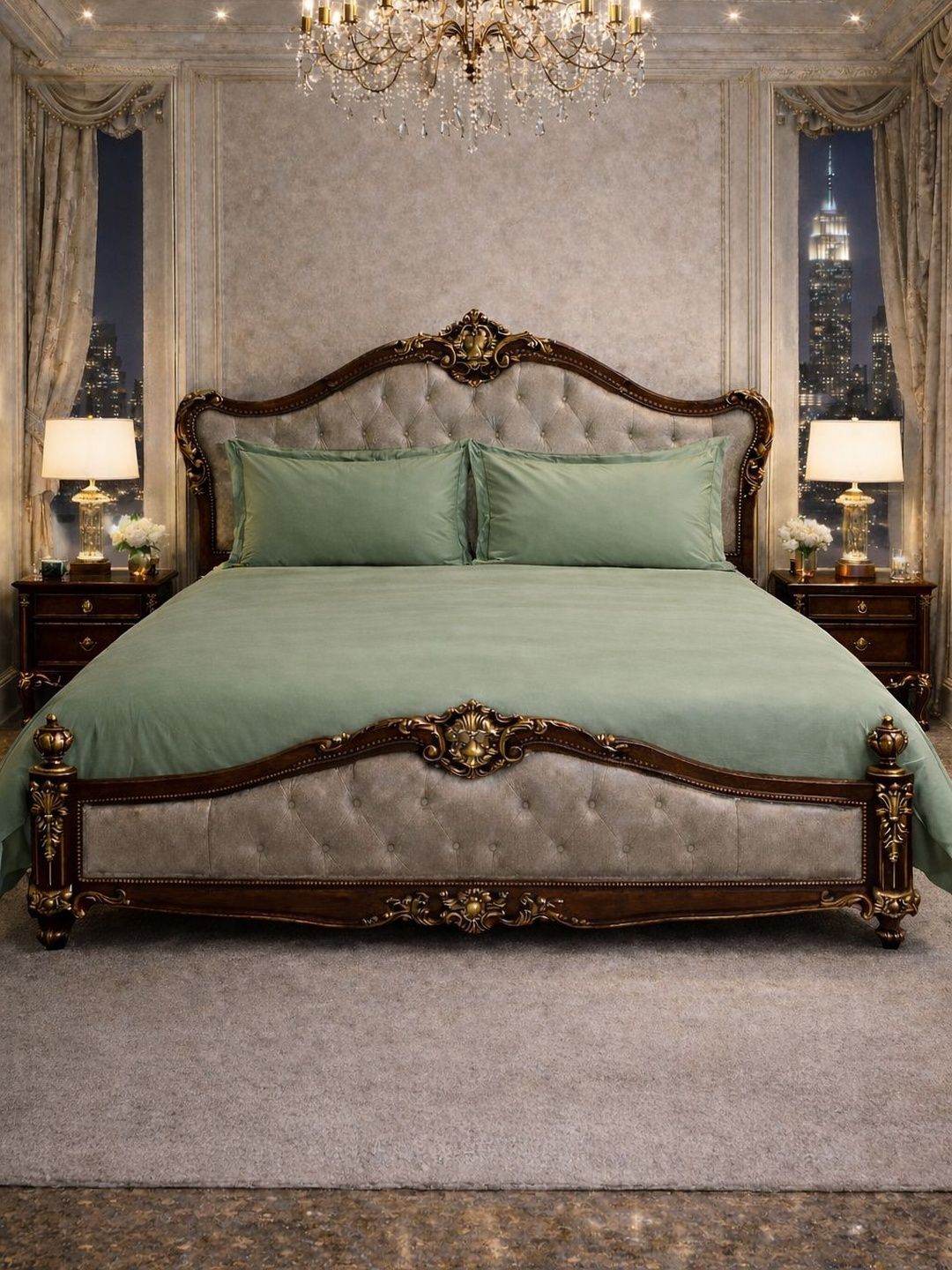 Mulberry Living Green 350 TC King Bedsheet with 2 Pillow Covers-image-20