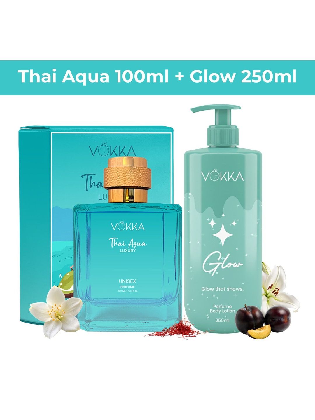 VOKKA Set Of 2 Glow Perfume Body Lotion 250 ml With Thai Aqua Perfume 100 ml-picture-21