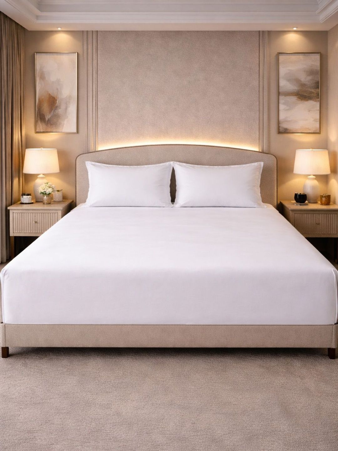 Mulberry Living White 350 TC Egyptian Cotton King Bedsheet with 2 Pillow Covers-image-26