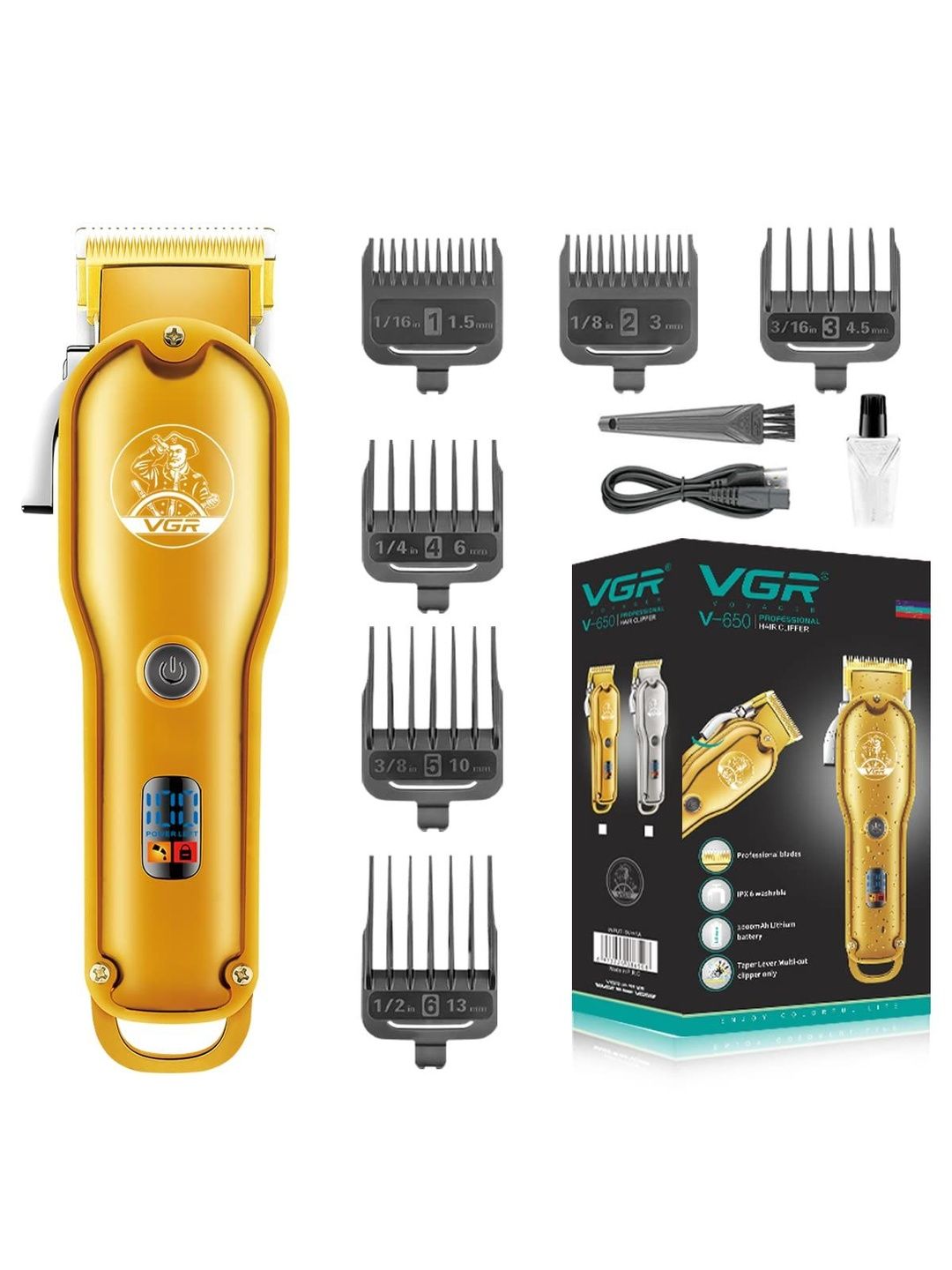 VGR V-650 Professional Cordless Hair Clipper Trimmer With LED Display-image-22