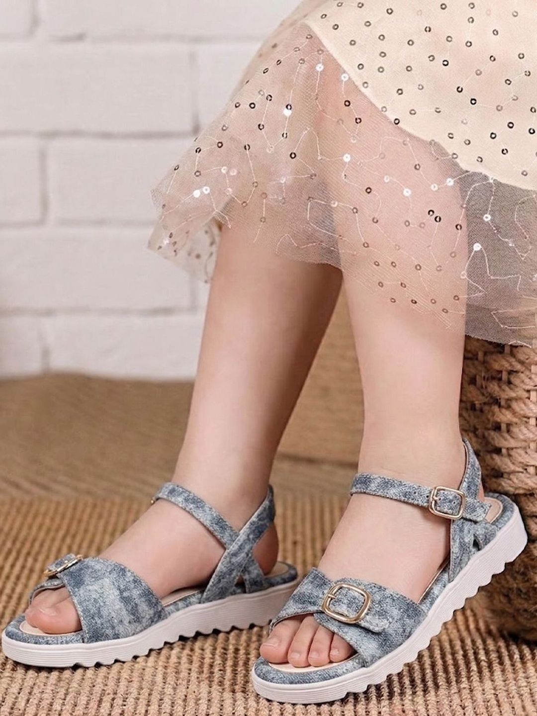 toothless Girls Textured Open Toe Flats-picture-10