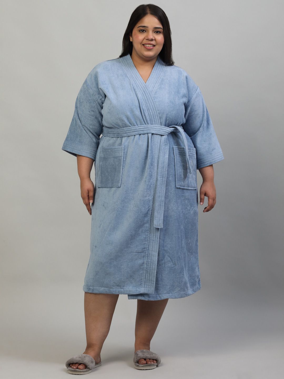 Creeva Cotton Knee Length Bath Robe and Wraps-picture-47