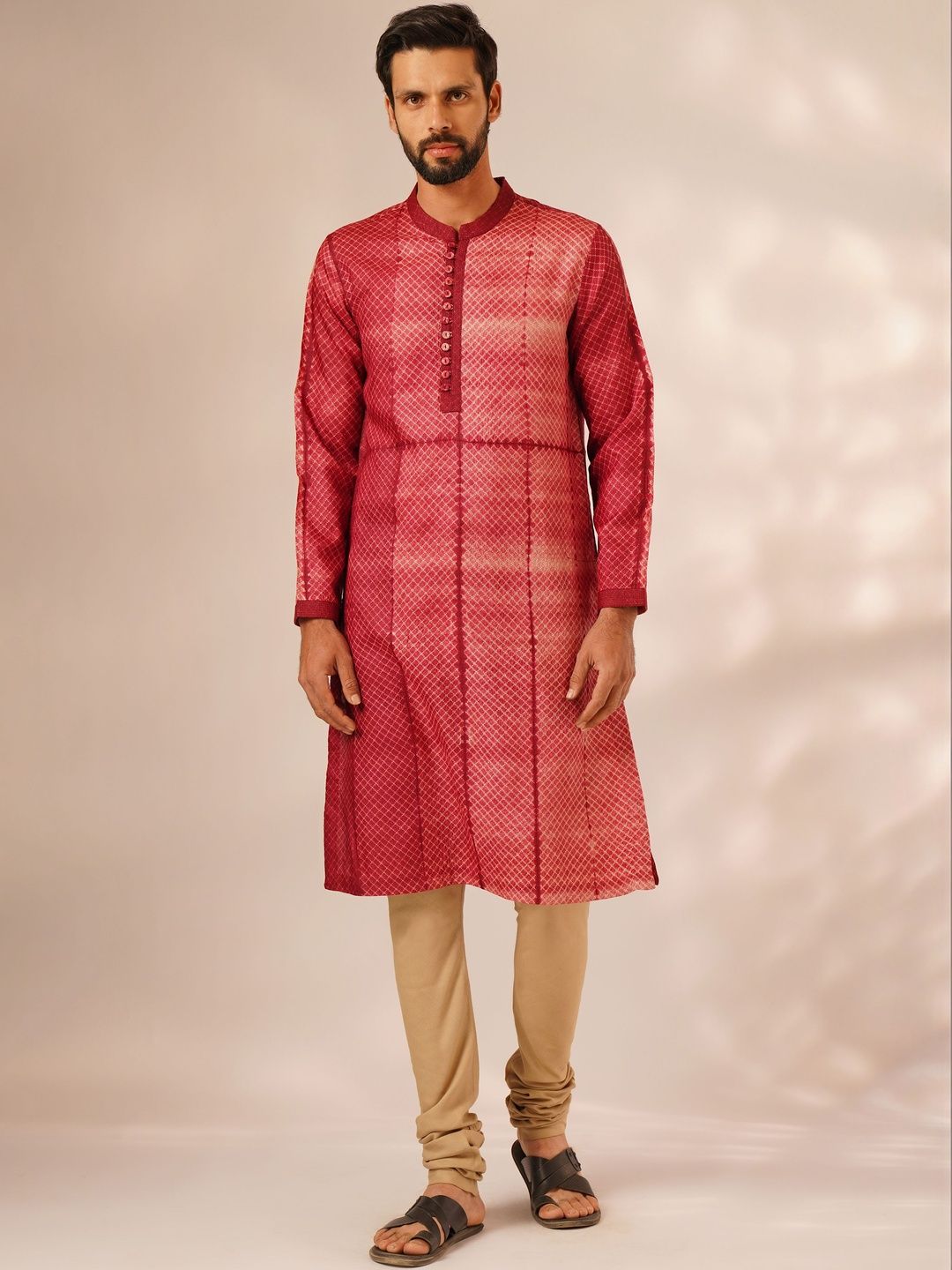 JAYPORE Men Bandhani Dyed Kurta-image-9
