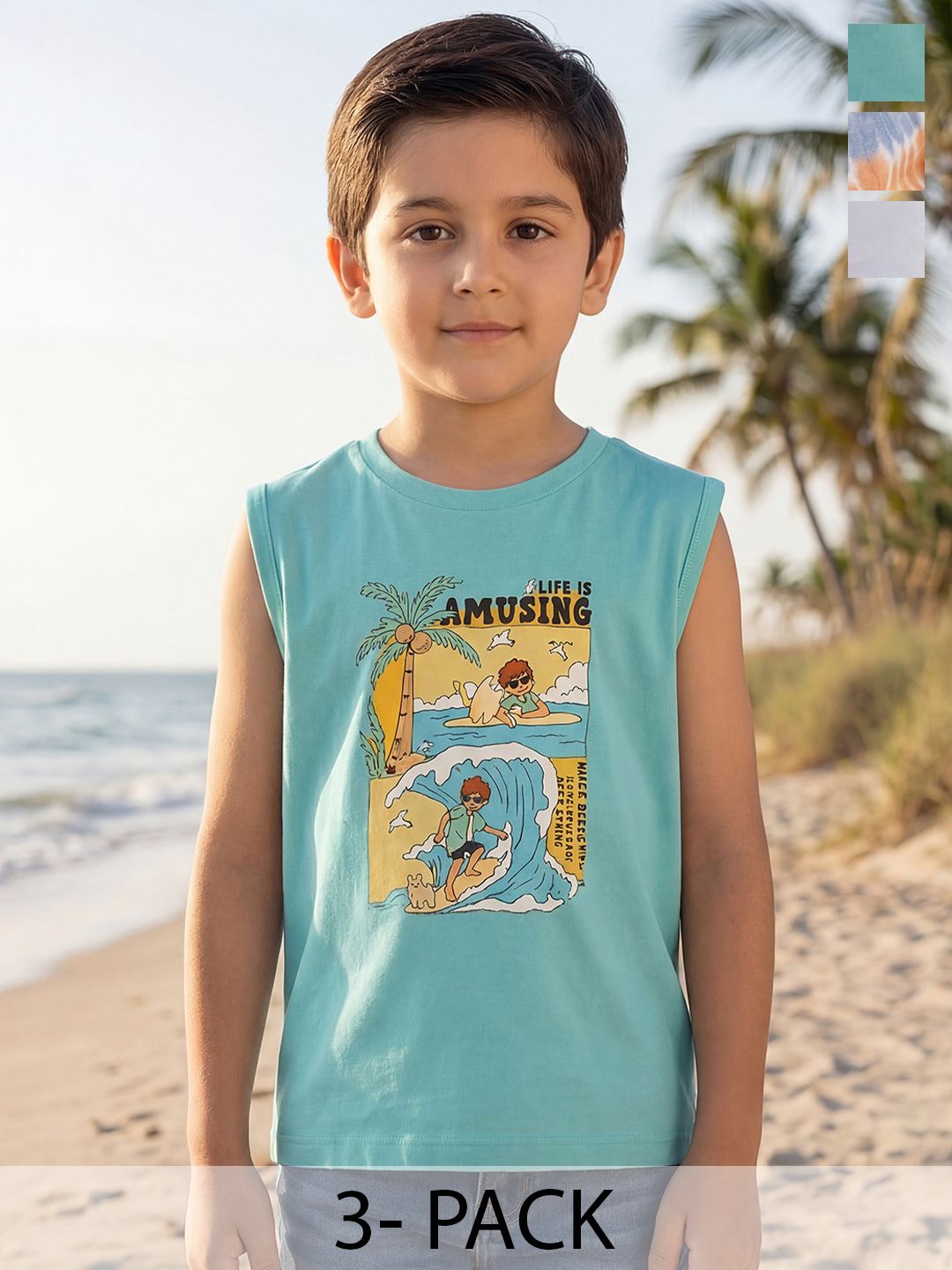 HELLCAT Boys Pack of 3 Graphic Printed Regular Innerwear Vests-picture-12