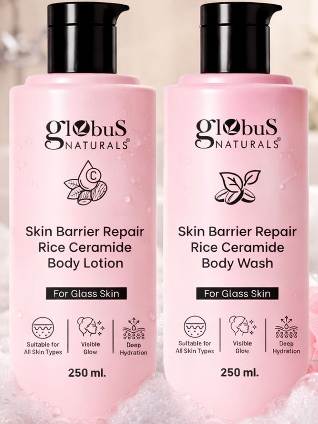 Globus naturals Set Of 2 Skin Barrier Rice Ceramide Body Lotion & Body Wash - 250 ml Each-image-33
