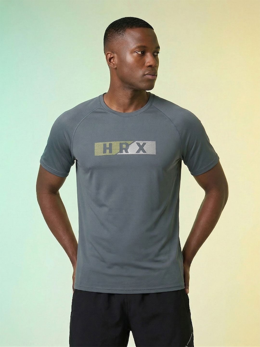 HRX by Hrithik Roshan Brand Logo Printed Training T-shirt-picture-14
