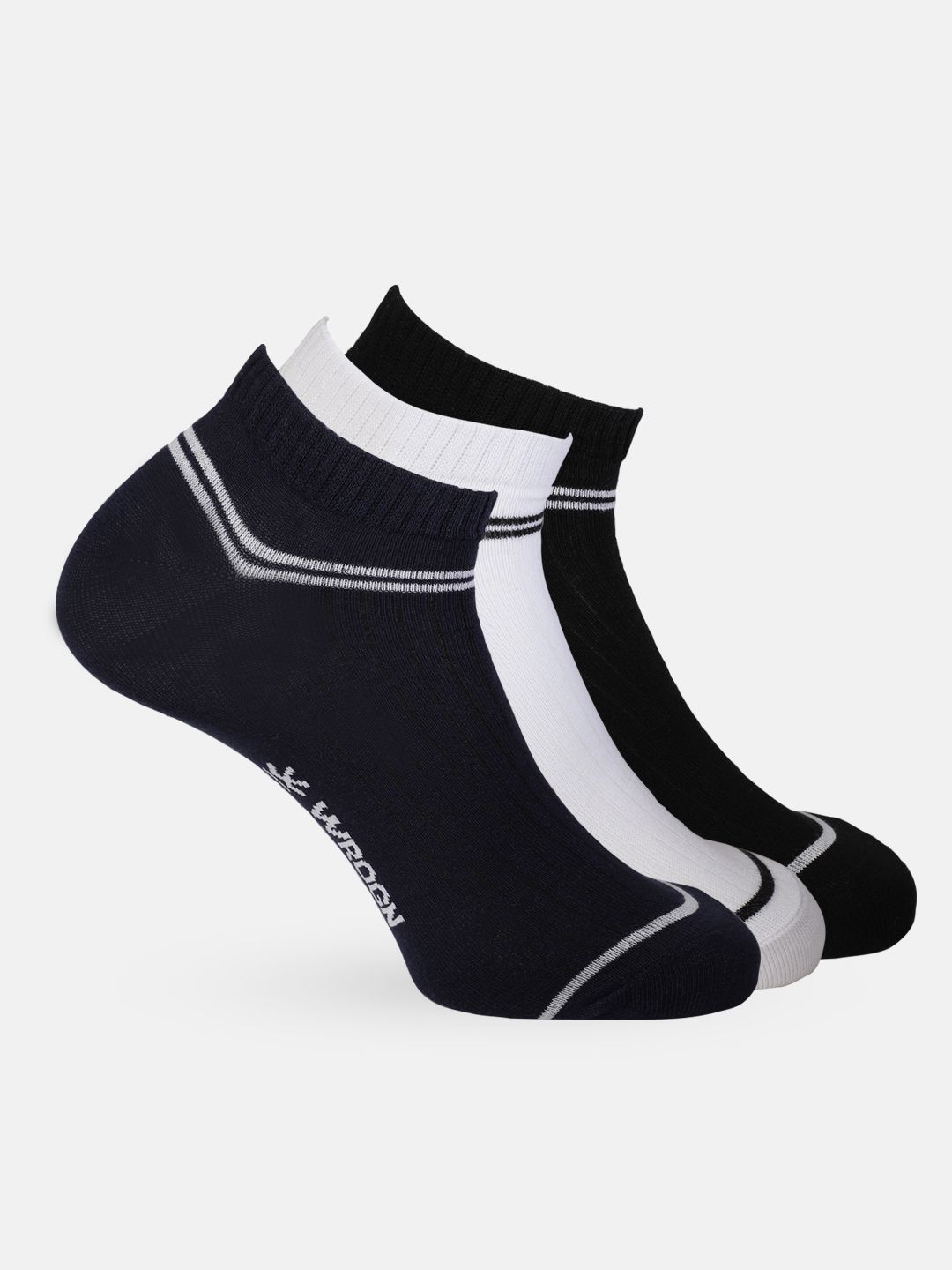 WROGN Men Pack of 3 Brand Logo Patterned Ankle Length Socks-image-36