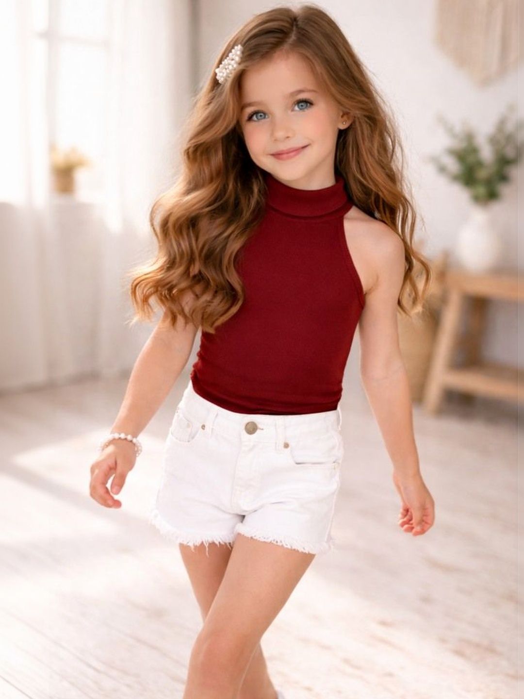 Ninas Girls Maroon Cotton Blend Tops-picture-56