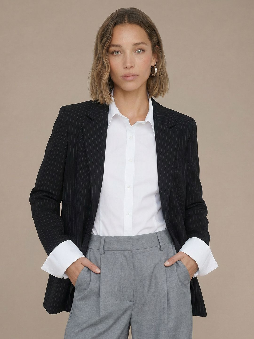 MANGO Striped Single-Breasted Blazer-image-44