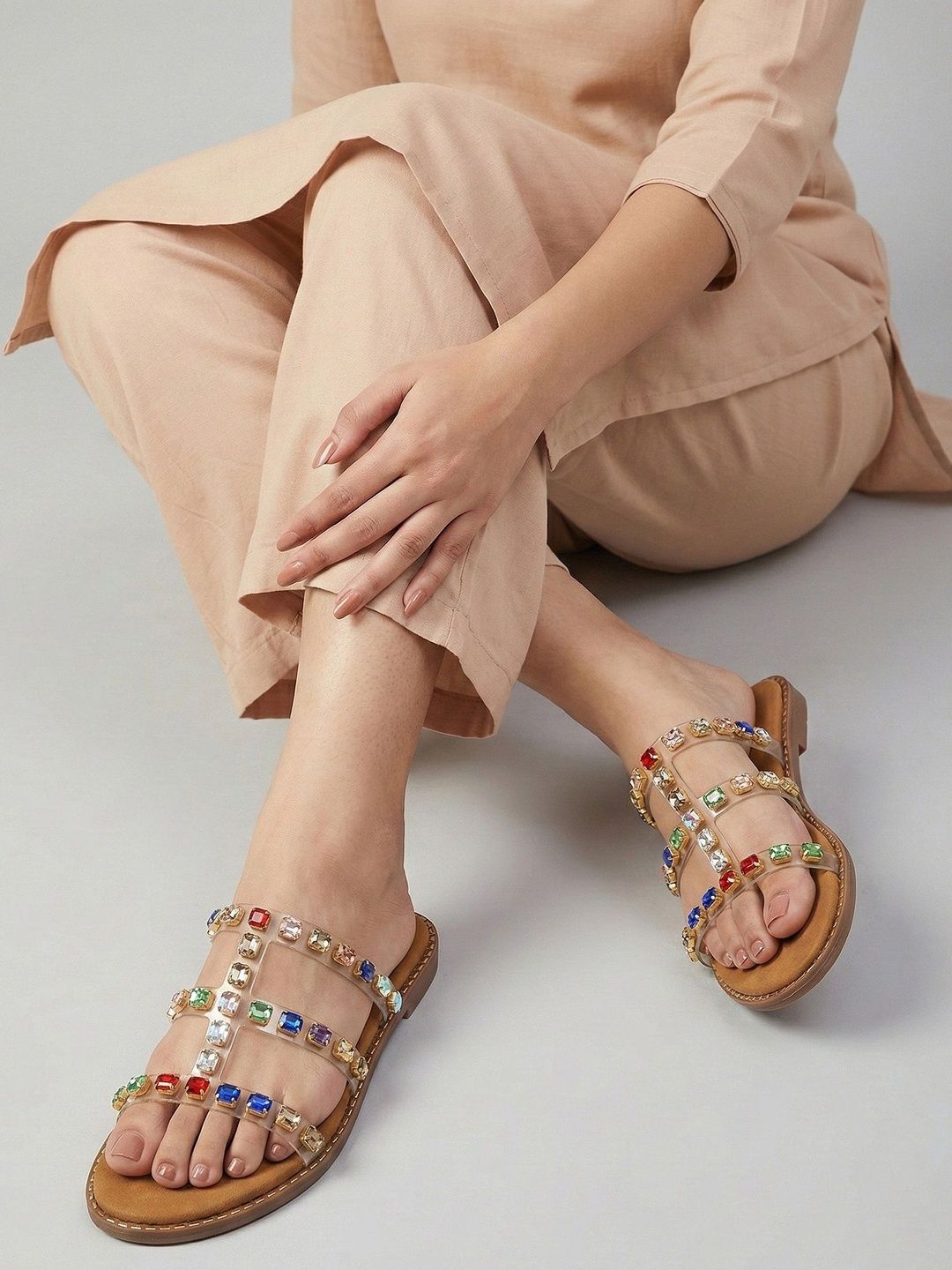 TRYME Women Ethnic Open Toe Flats-image-28