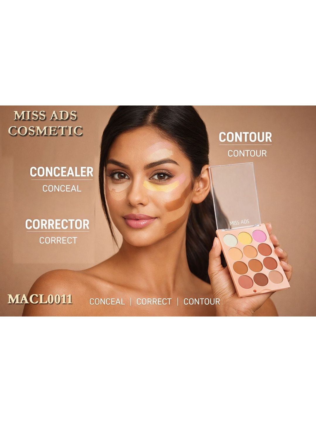 MISS ADS 12 Shades Matte HD Concealer Palette Make Up Kit - 30 g-image-28