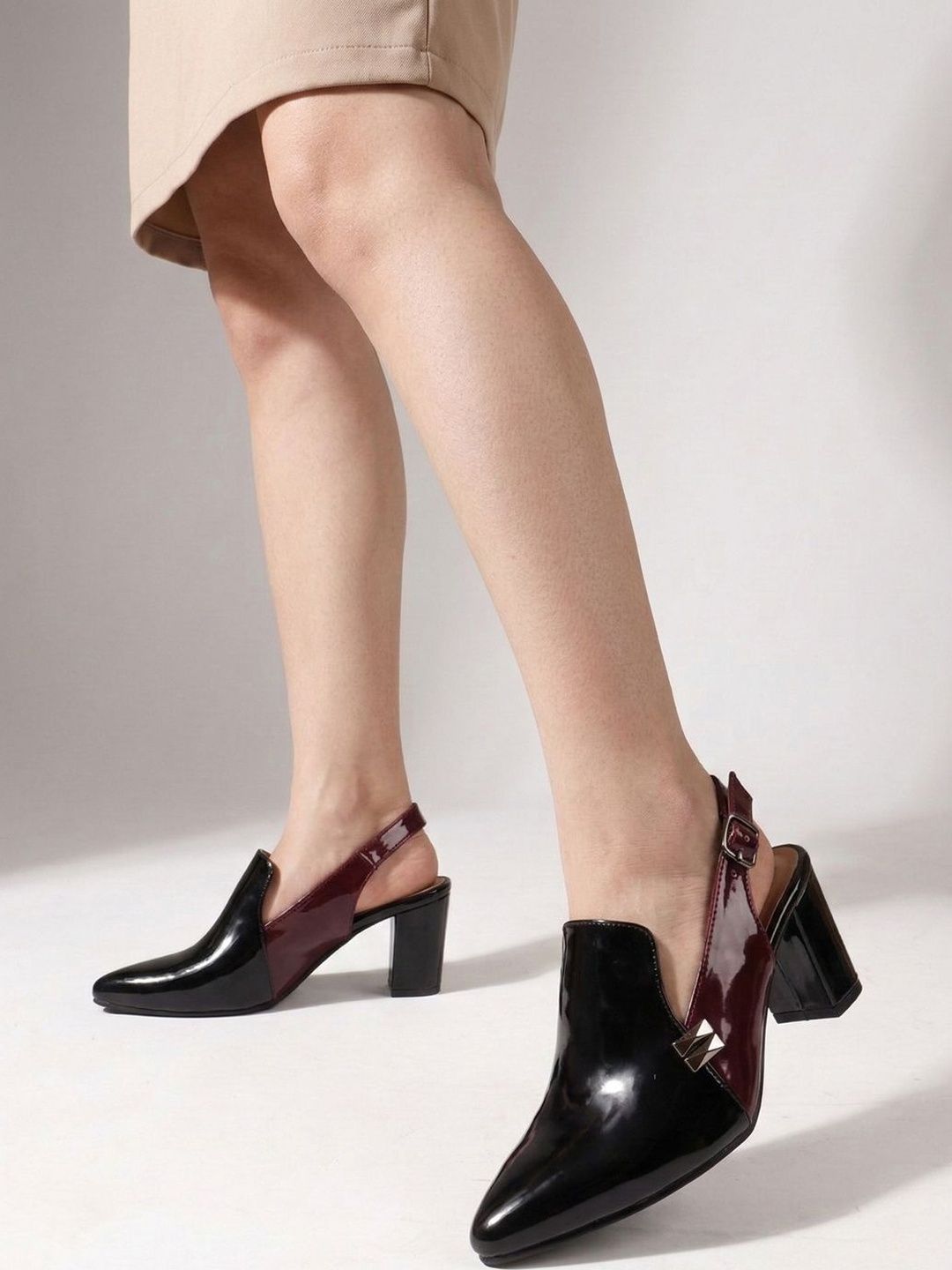 SELFIEE Colourblocked Block Mules with Buckles-picture-51