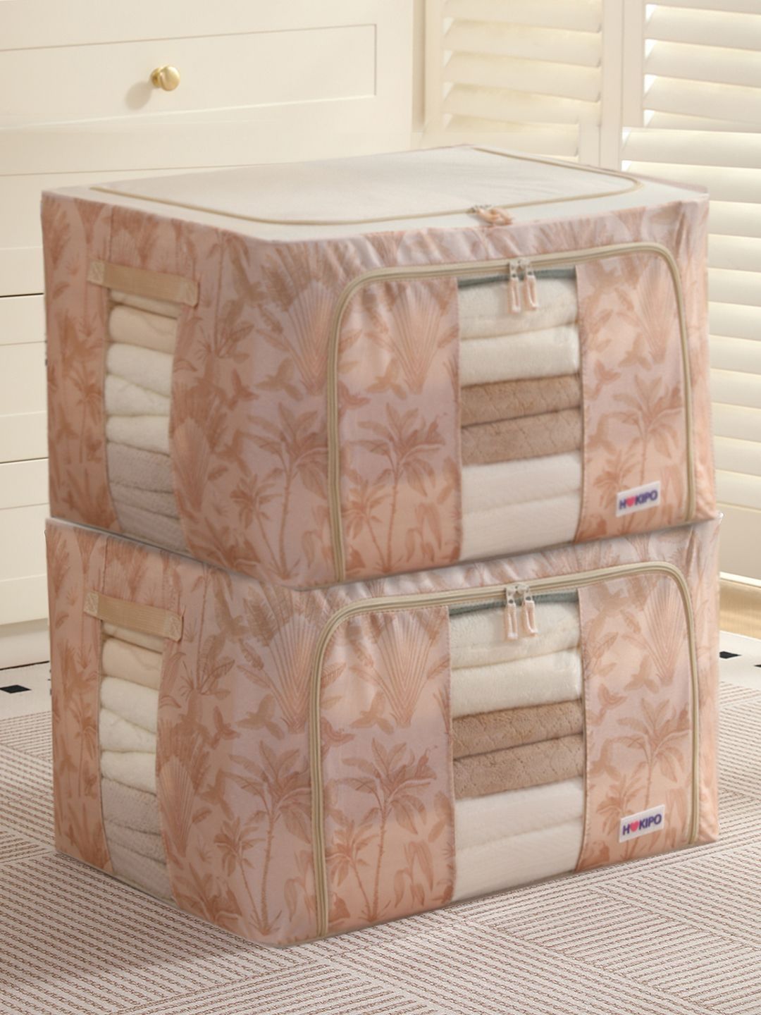 HOKIPO Beige Set of 2 Regular Multi-Utility Organisers-picture-49