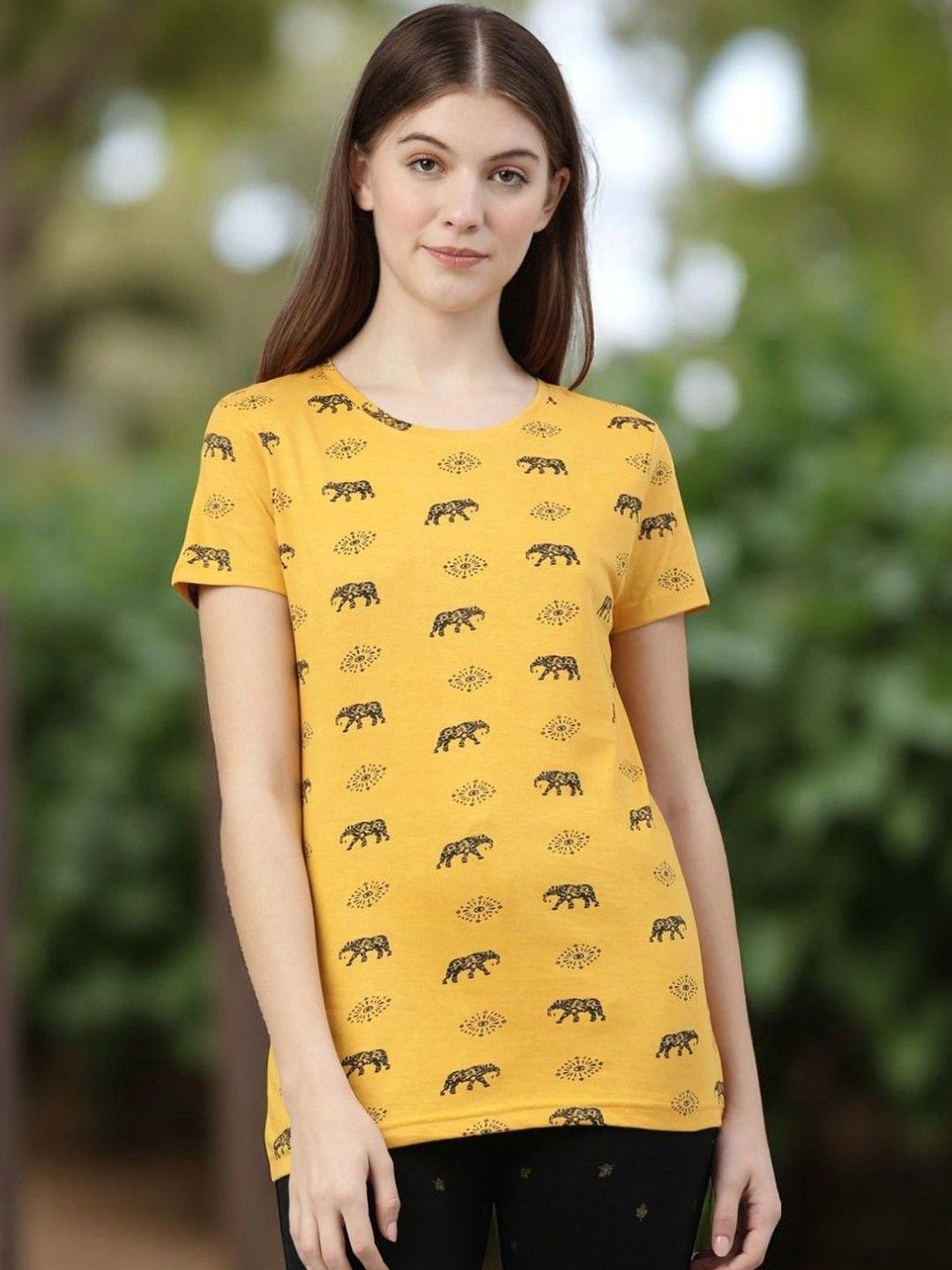Esplendido Printed Cotton Round Neck Regular Lounge Tshirts-image-21