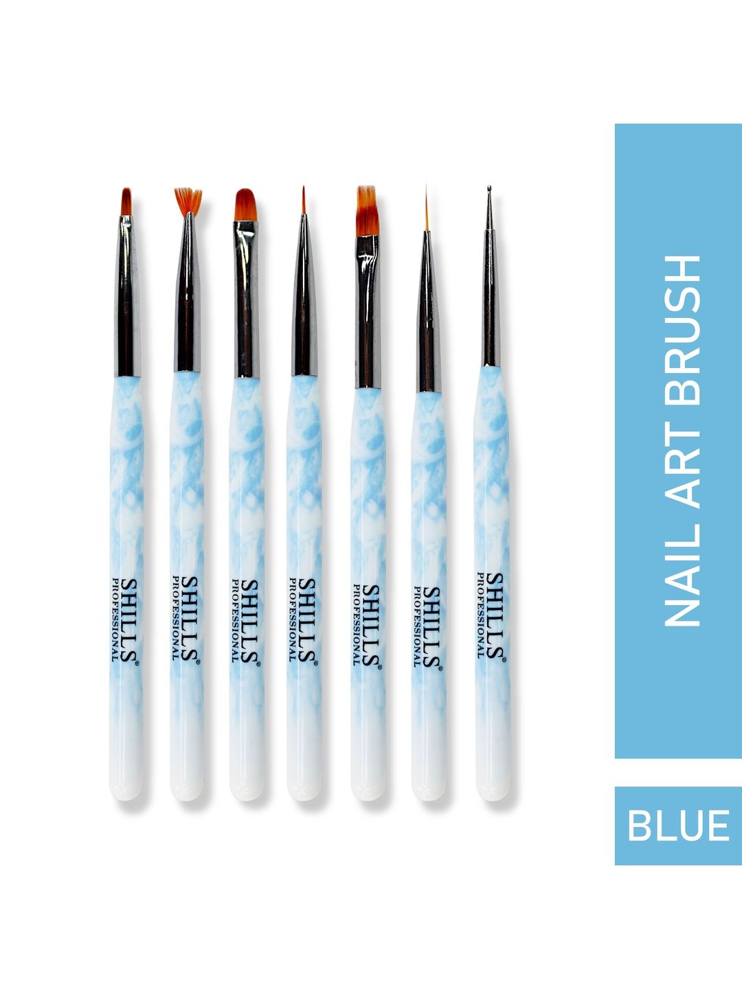 shills professional Set Of 7 Nail Art Brush - Blue-image-29