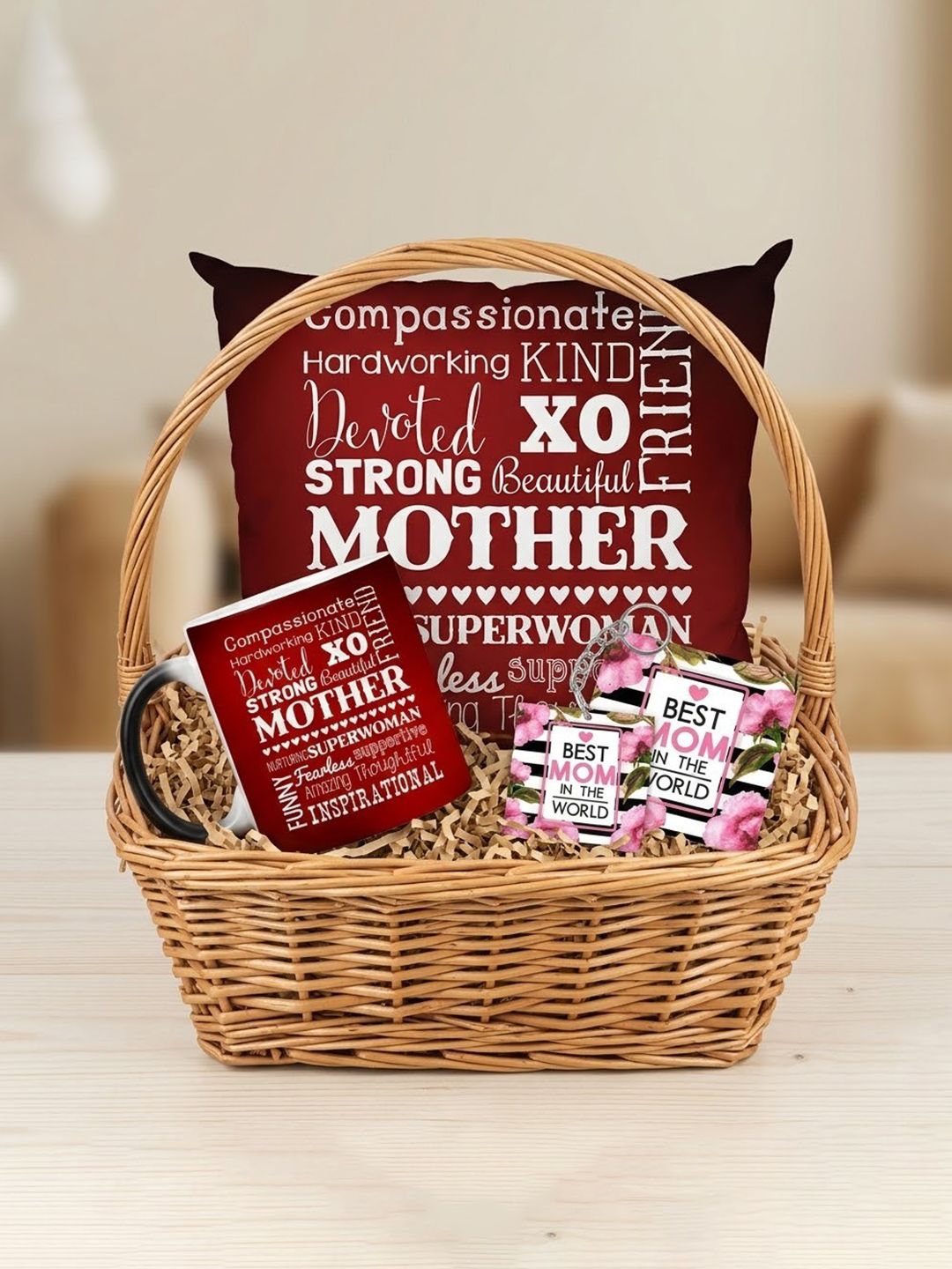 THEYAYACAFE Pack Of 4 Maroon& White Strong Beautiful Mom Home Gift Set-image-16