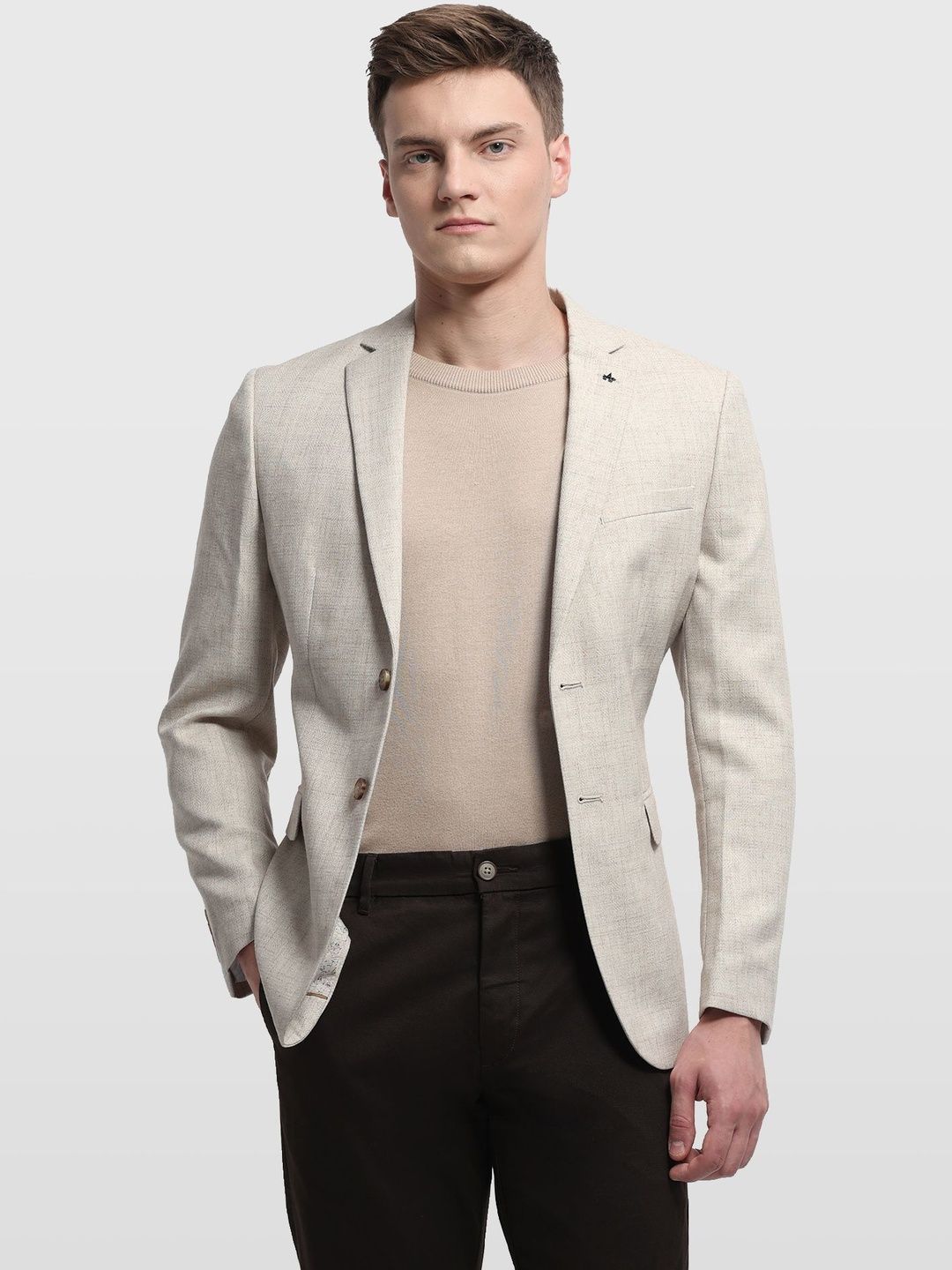 Arrow Self Design Notched Lapel Single-Breasted Tailored Fit Formal Blazers-picture-27