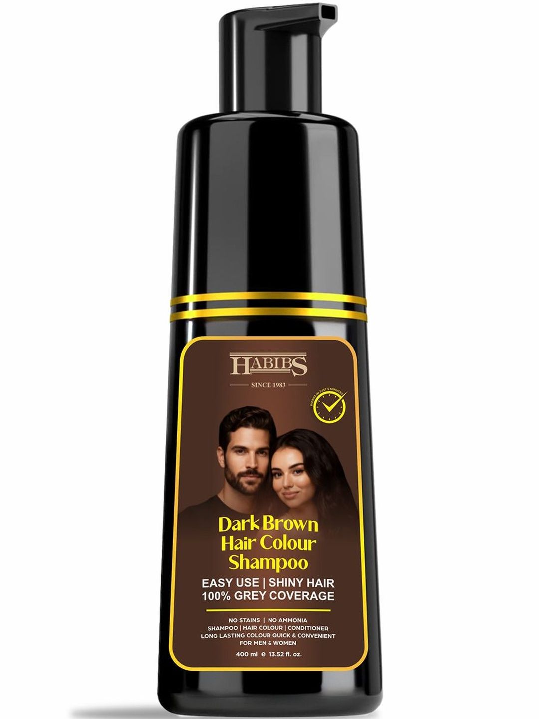 HABIBS Hair Colour Shampoo - 400 ml - Dark Brown-image-6