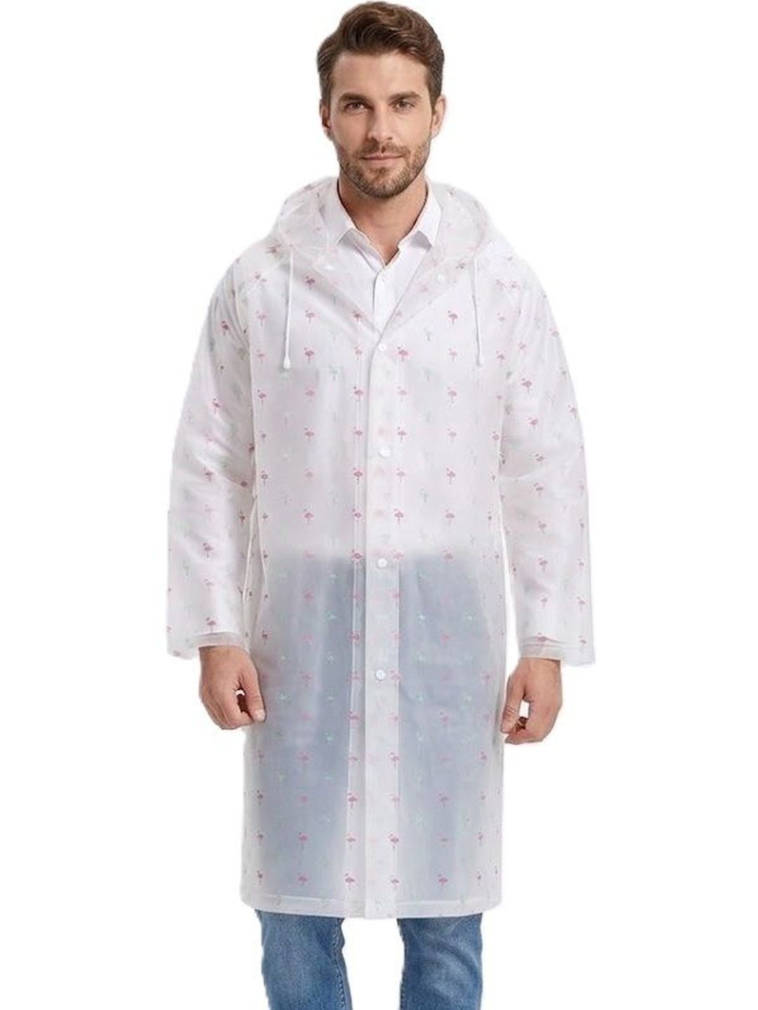 Alexvyan Printed Hooded Water Resistant Rain Jacket-picture-24