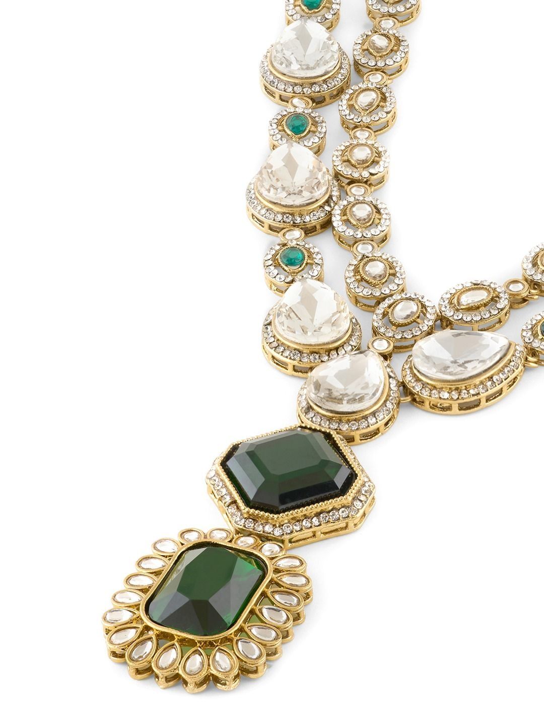 Zaveri Pearls Gold-Plated Antique Stone-Studded Necklace and Earrings-picture-45