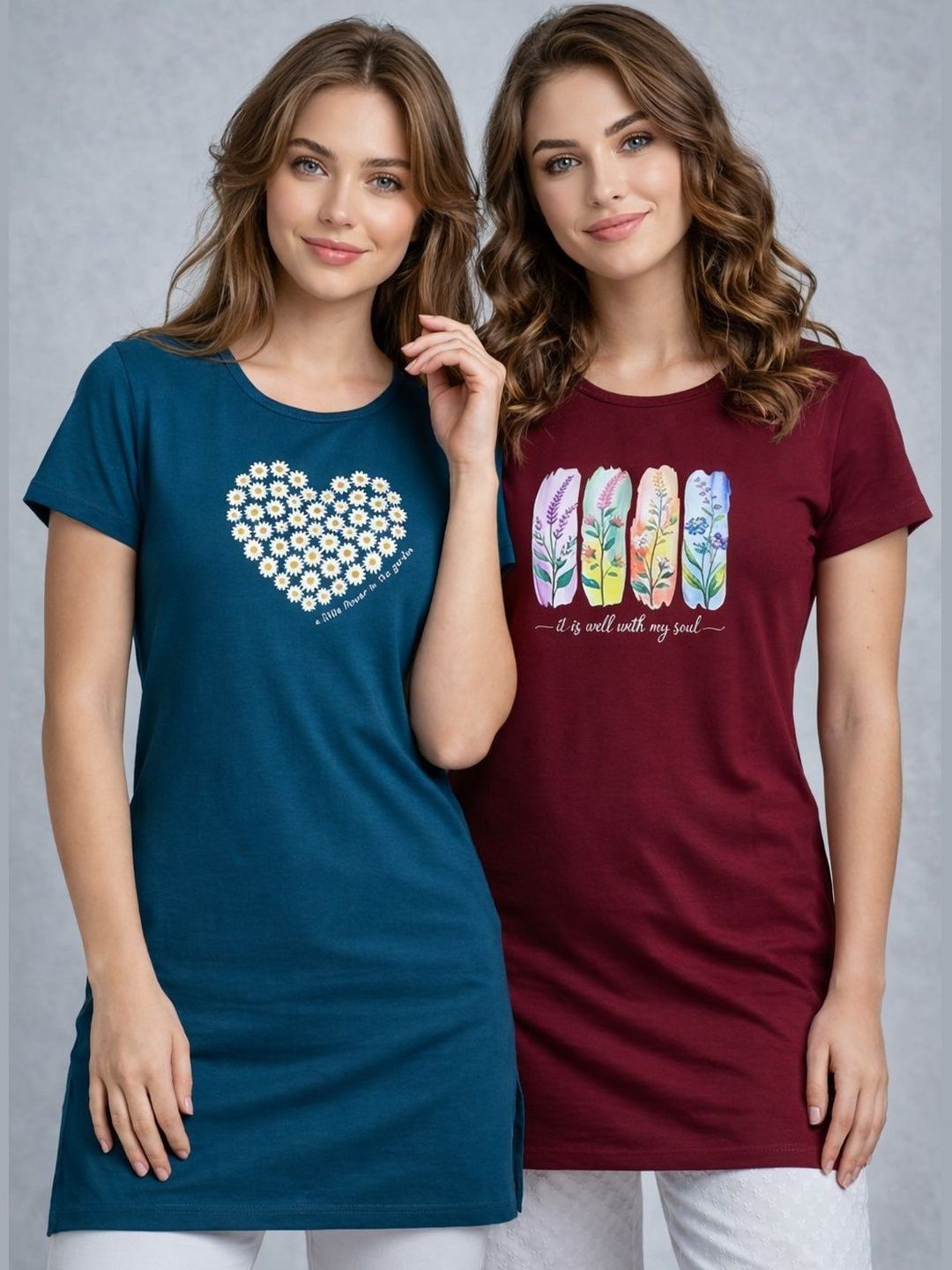 VERO AMORE Pack of 2 Printed Lounge Tshirts-picture-26