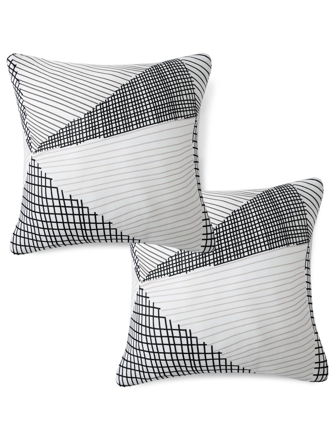 HOKIPO White & Black Set of 2 Square Cushion Covers-image-25