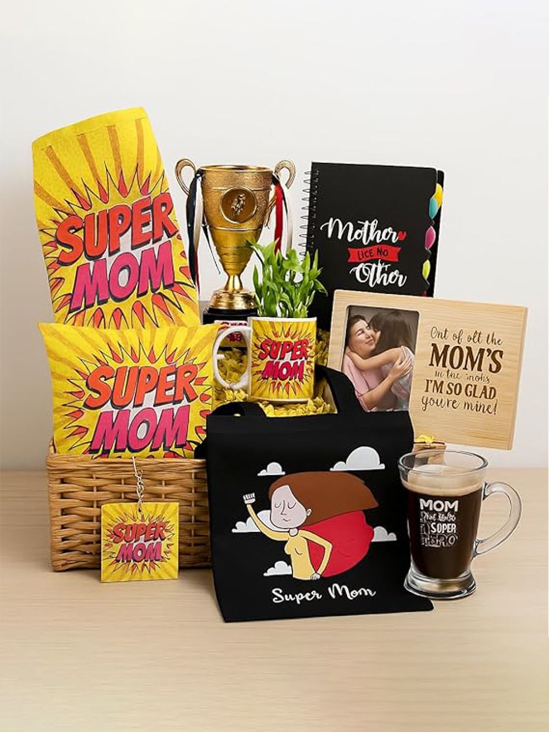 THEYAYACAFE Set Of 9 Super Mom Gift Hamper With Mug Apron & Accessories-image-17