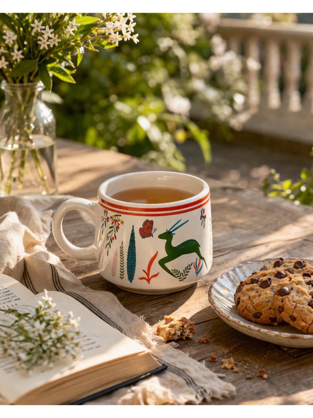 RUHANI HOMES White Printed Ceramic Glossy Cups Set of Cups and Mugs-image-42