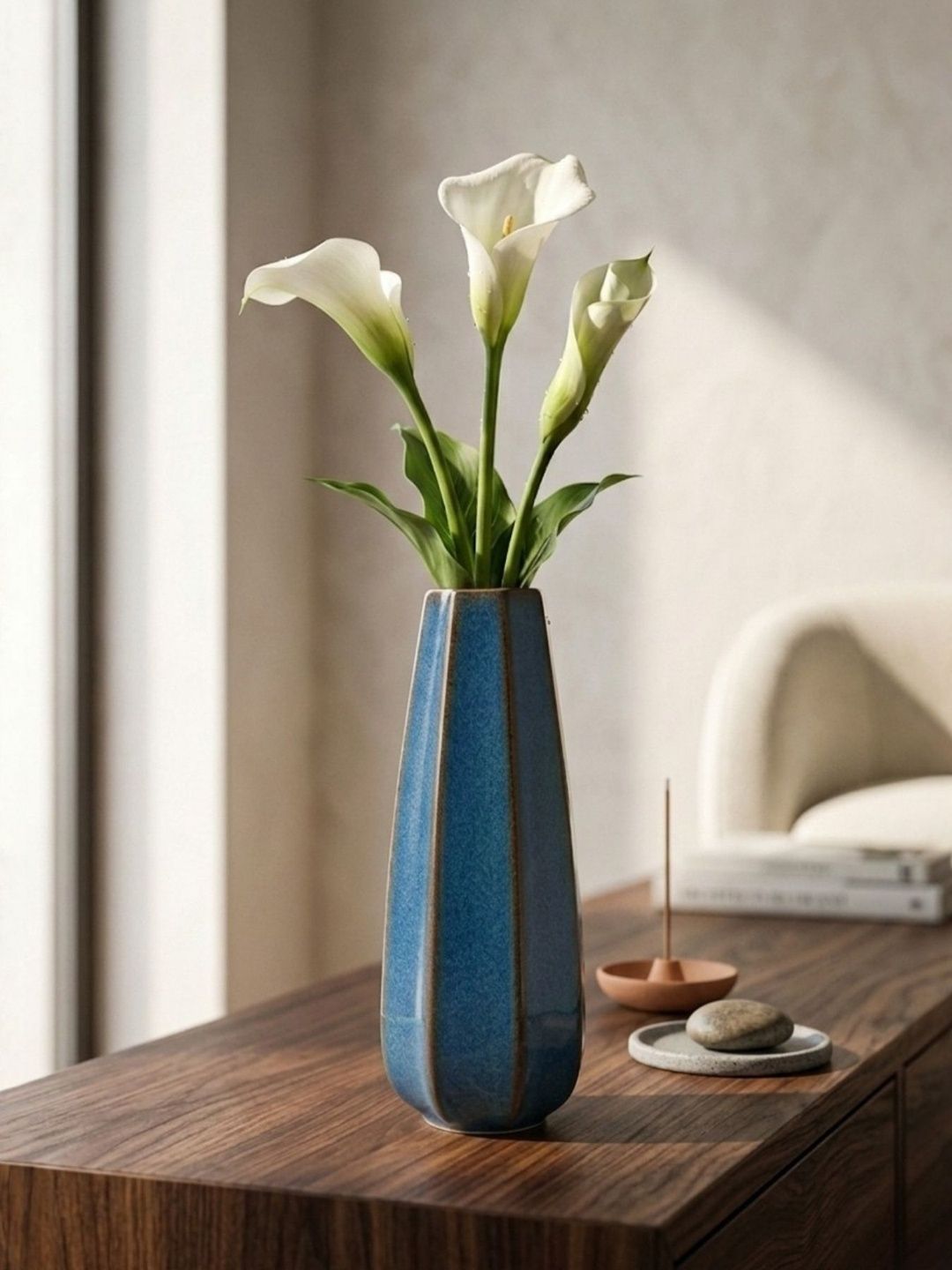 Kreative Arts Ribbed Camel Brown Ceramic Vases-image-25