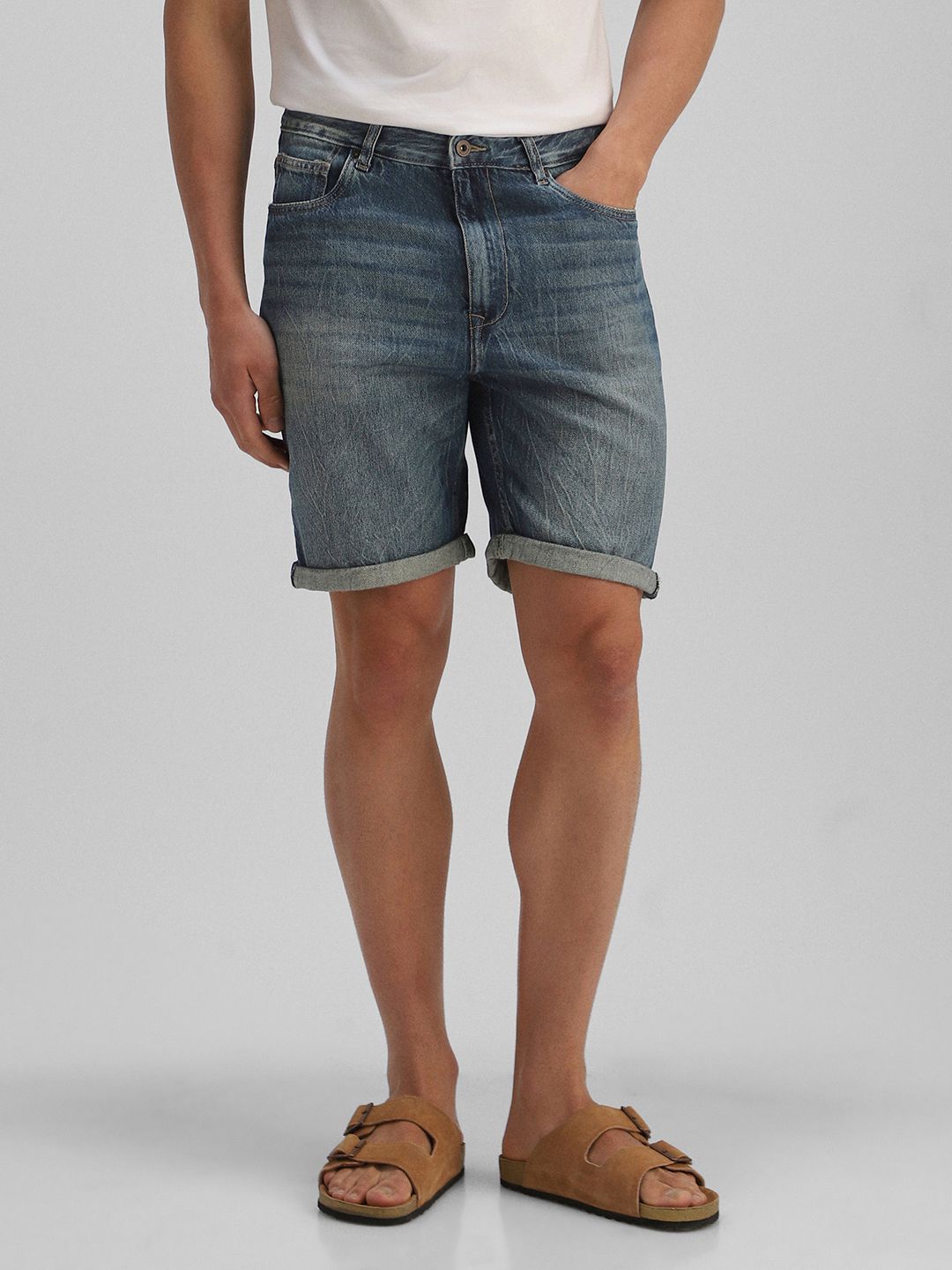Louis Philippe Jeans Men Mid-Rise Cotton Regular Fit Shorts-picture-12