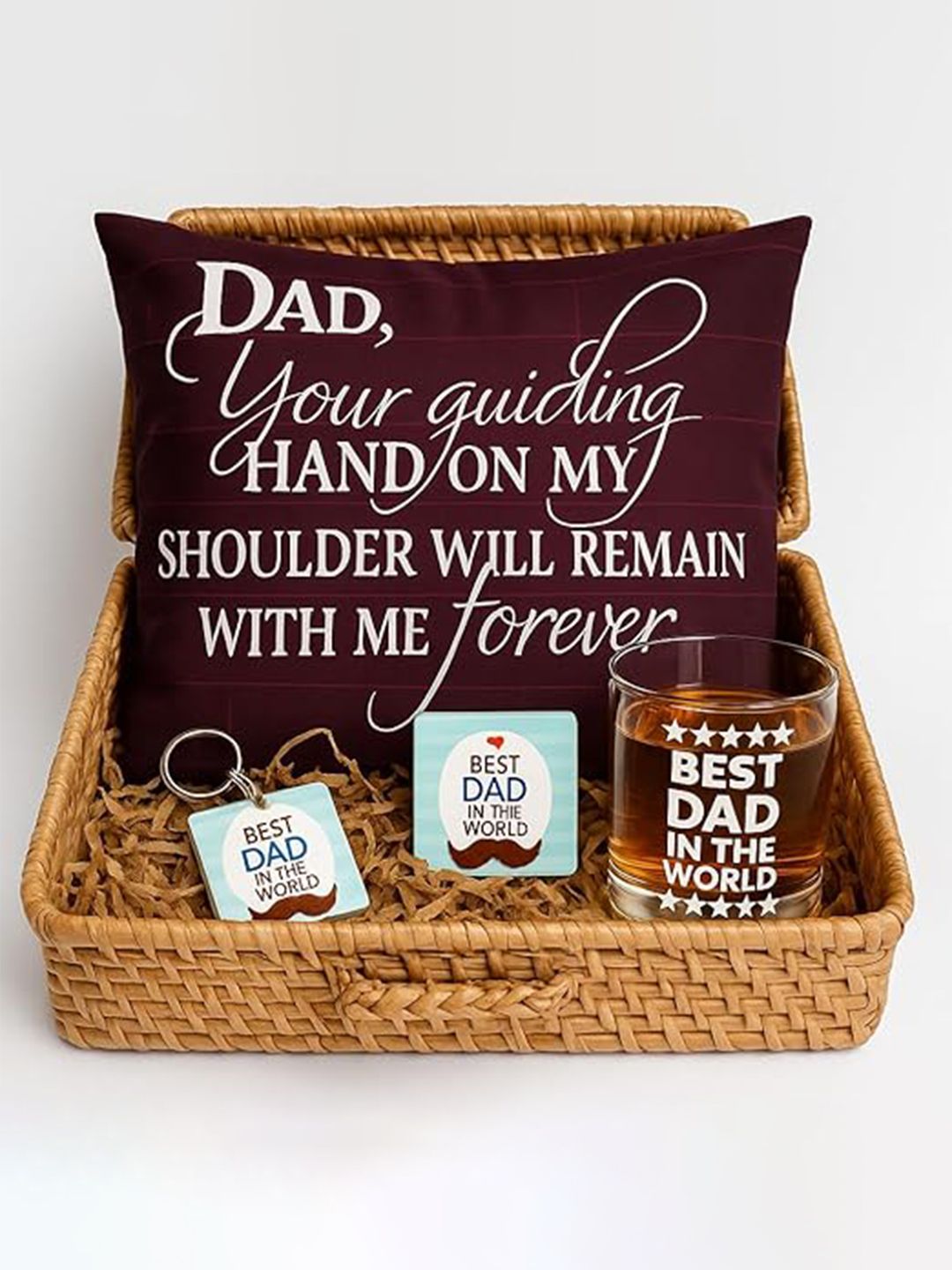 THEYAYACAFE Set Of 4 Inspiring Dad Gift Hamper with Cushion Mug Coasters Keychain-image-32