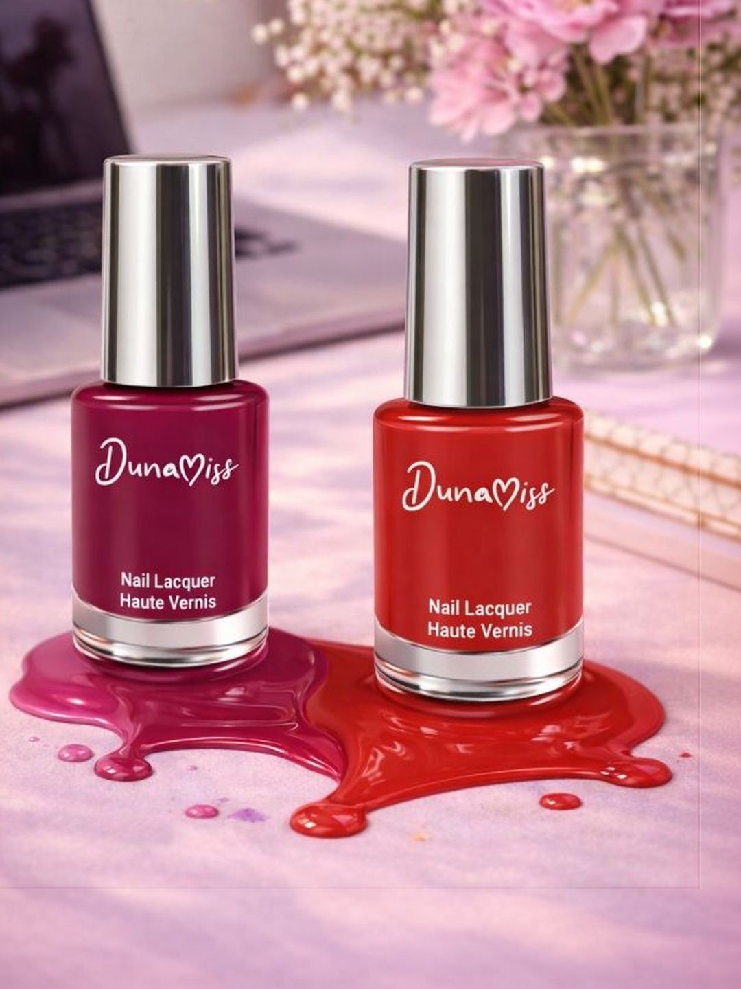 Dunamiss Cosmetics Set Of 2 Long Lasting Nail Lacquer -6ml Each -Wine O Clock - Mocha Glow-image-17