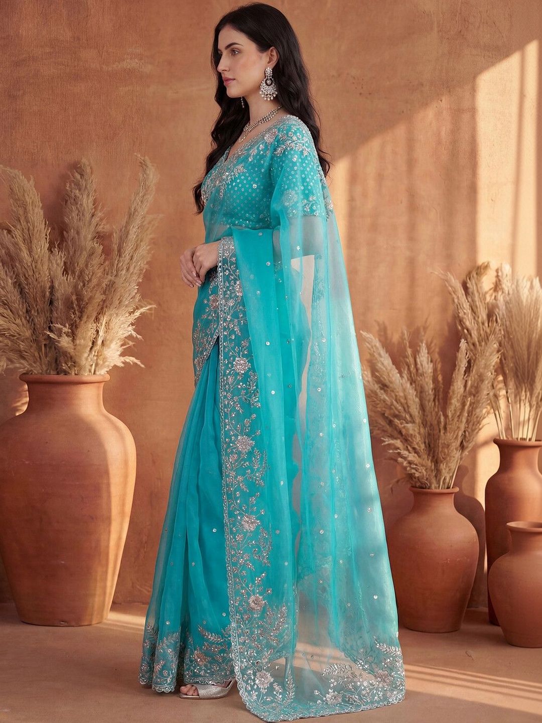 all about you Embroidered Organza Saree-picture-44