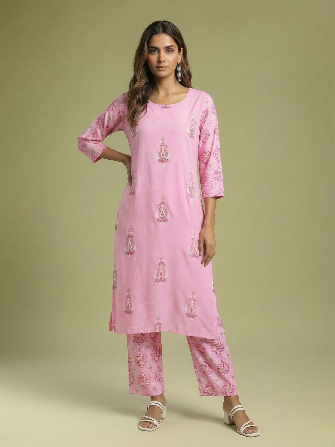 Anouk Ethnic Motifs Printed Beads & Stones Regular Kurta with Trousers-picture-33