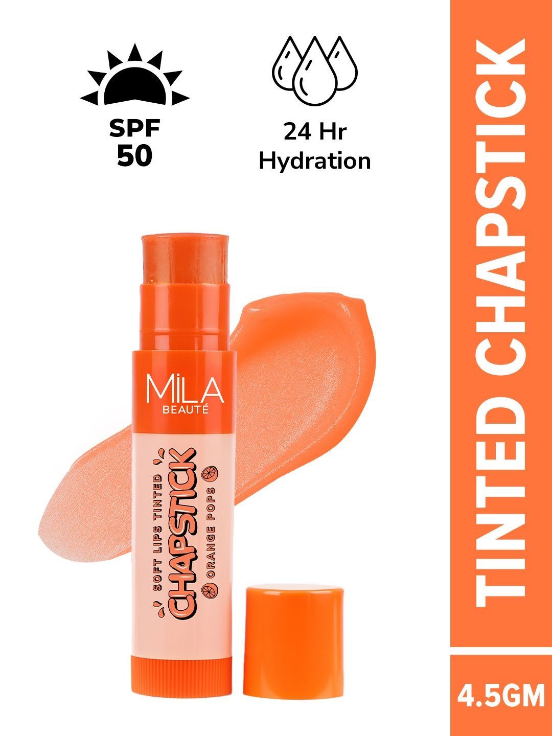 MILA BEAUTE MILA BEAUTE Soft Lips Tinted Chapstick With SPF 50+ - 4.5 g Orange Pops