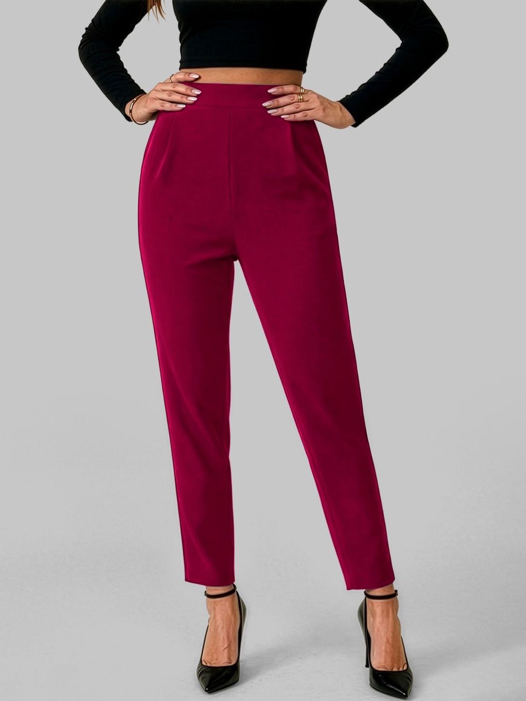 Maheshvi Women Straight Fit High-Rise Trousers-image-46