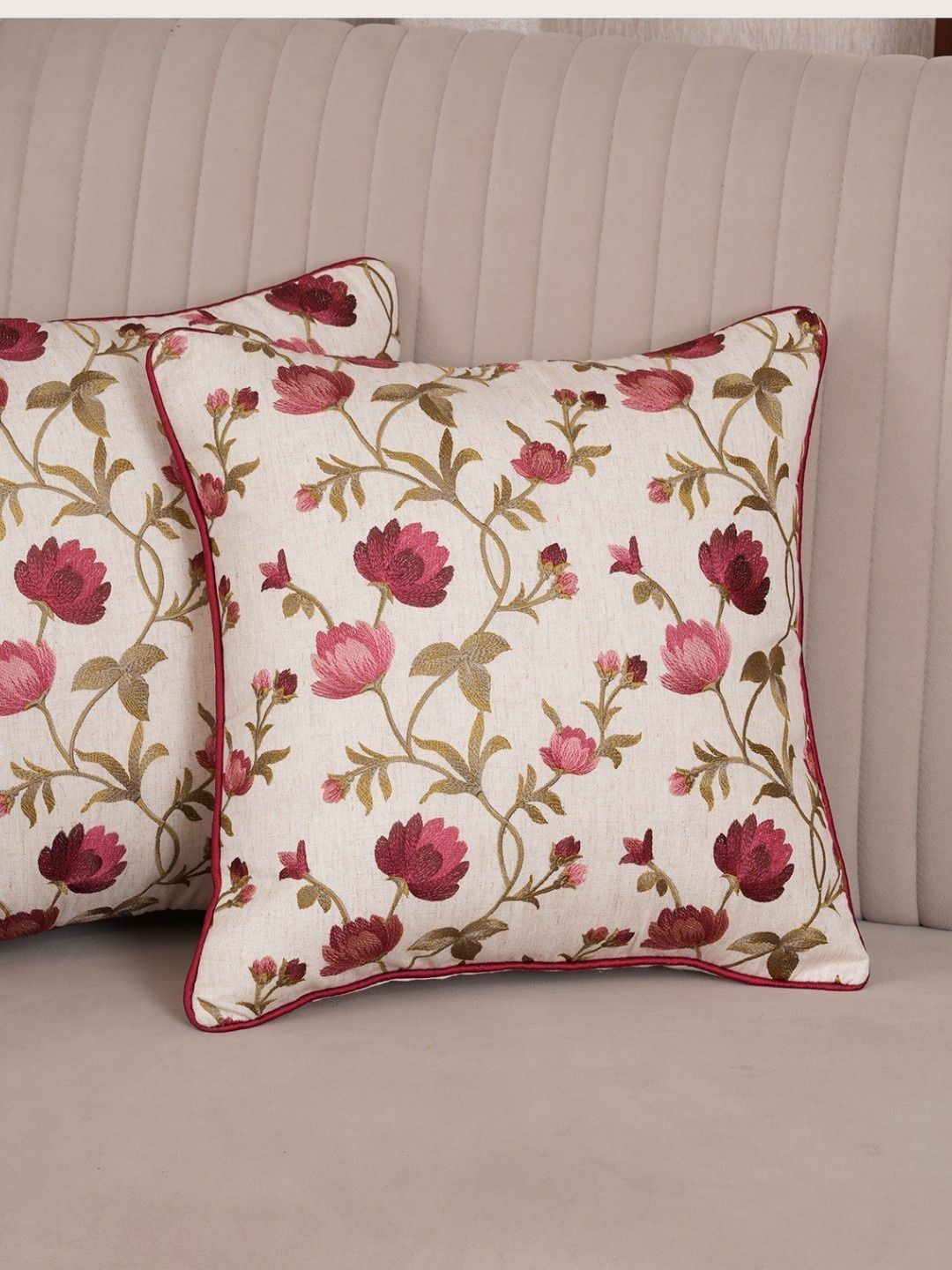 HOME 360 Red Floral Square Cushion Covers-picture-15