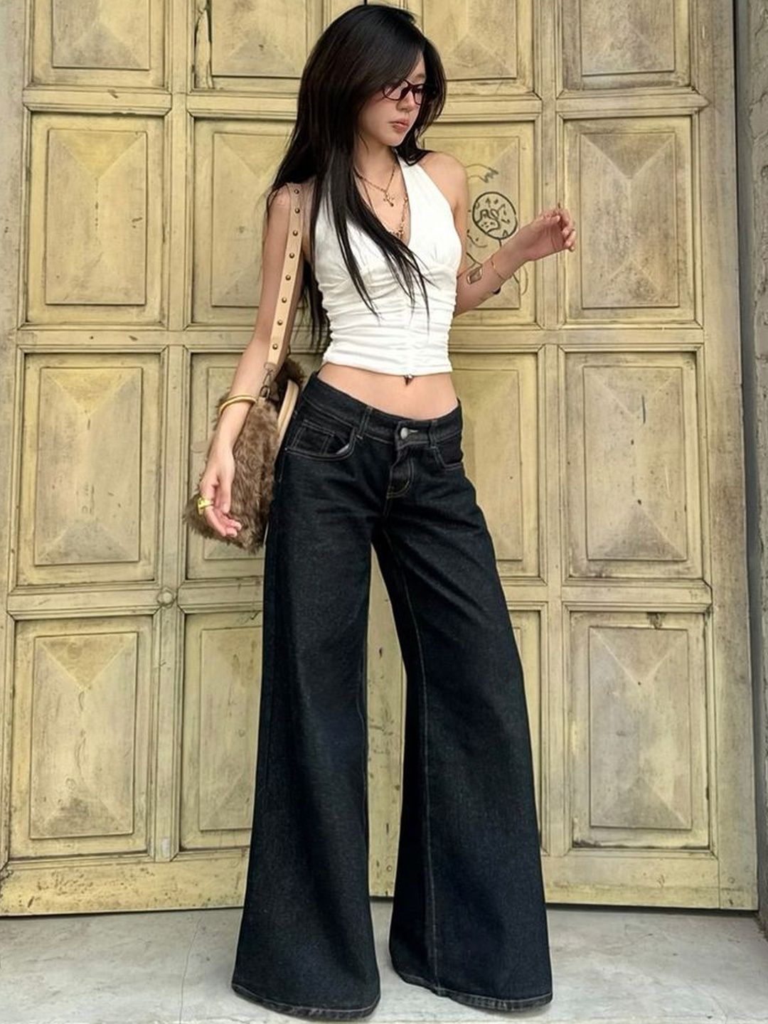 LULU & SKY Women Wide Leg Low-Rise Jeans-image-24
