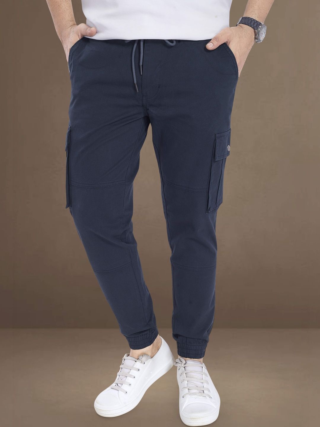R.Code by The Roadster Life Co. Men Relaxed Straight Leg Easy Wash Cargos Trousers-picture-18