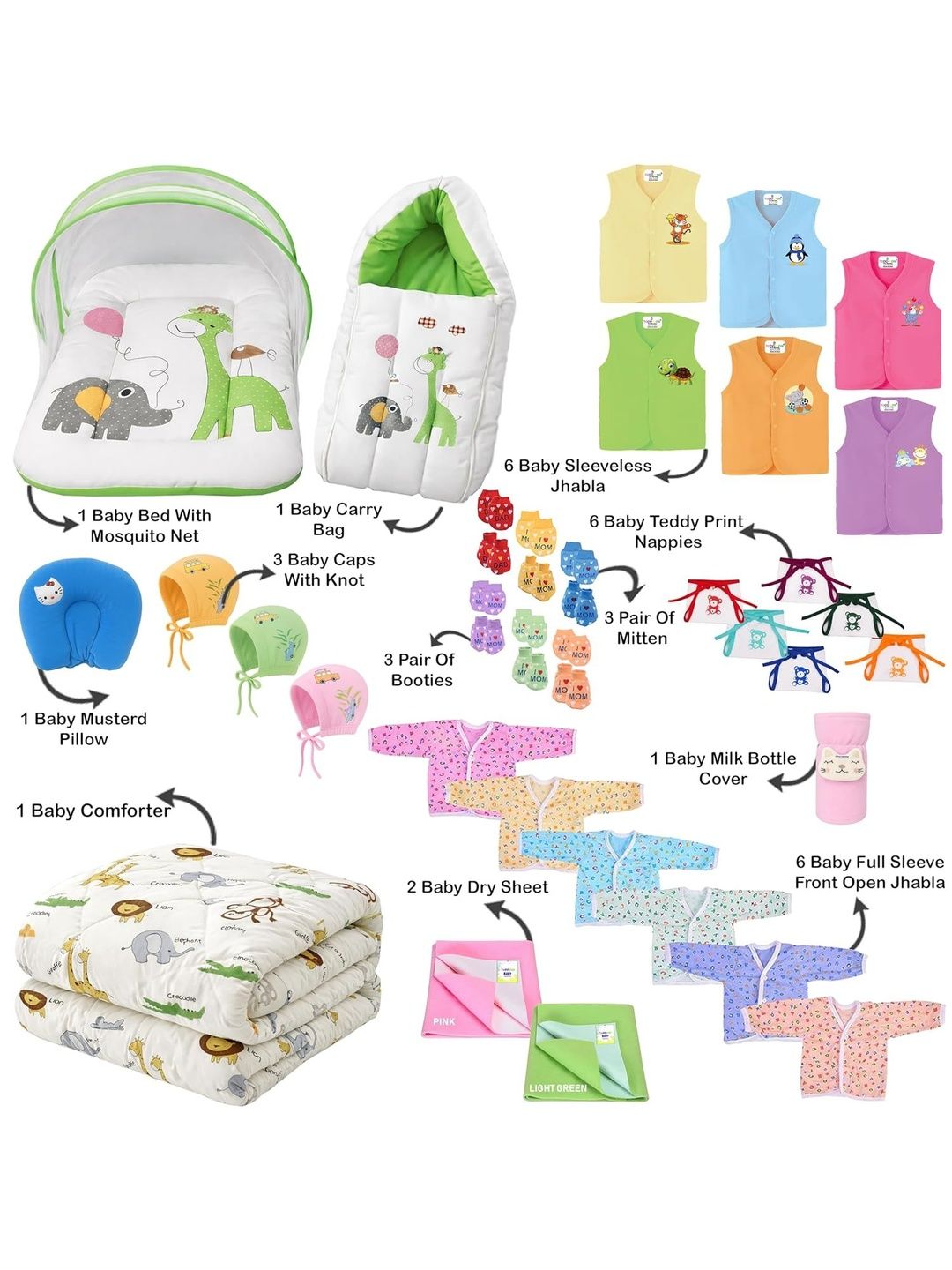 Toddylon Infants Set Of 40 Pure Cotton Baby Apparel Gift Set-image-27