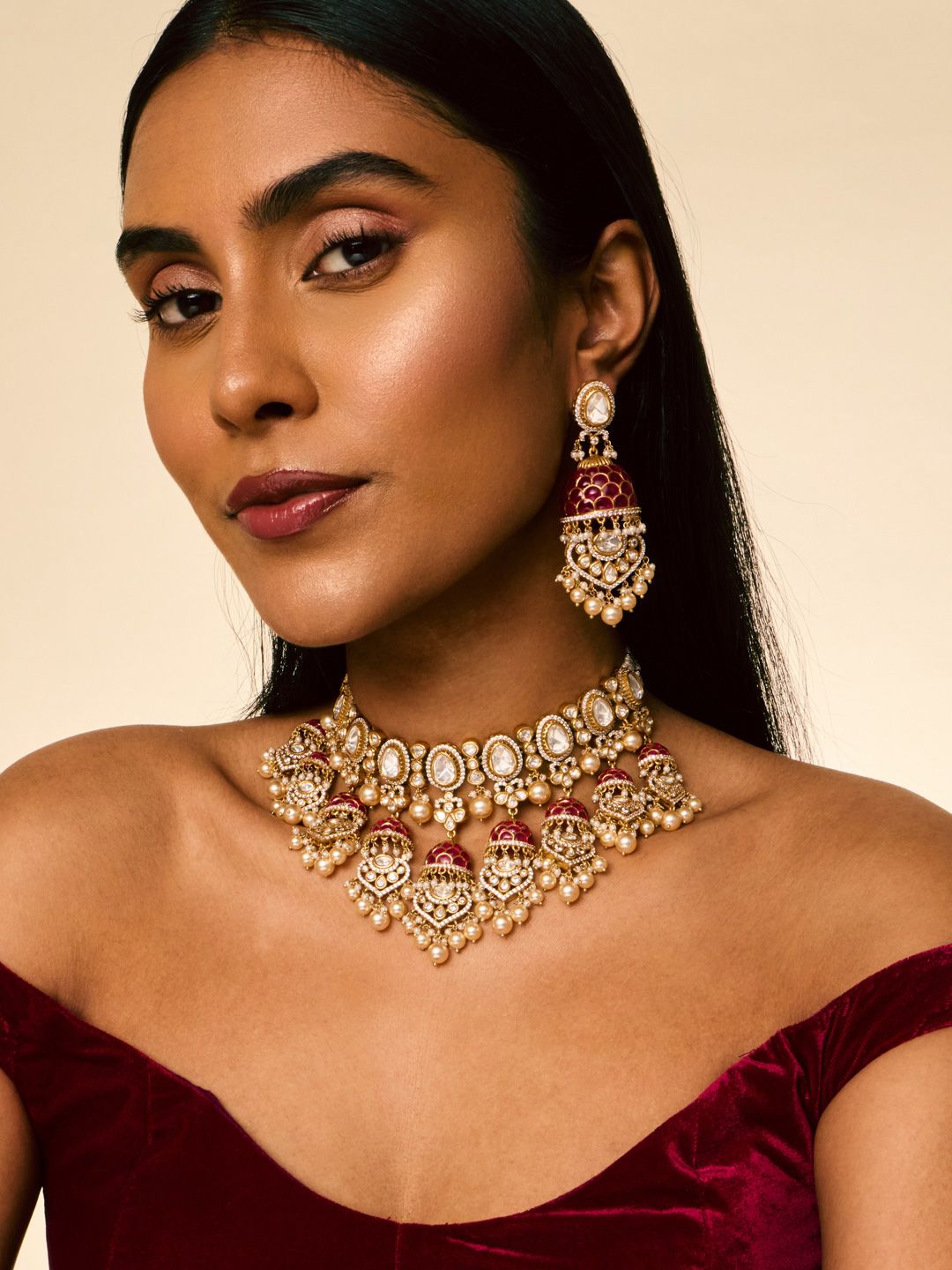 Kushal's Fashion Jewellery Victorian-Plated Kundan-Studded Jewellery Set-picture-19
